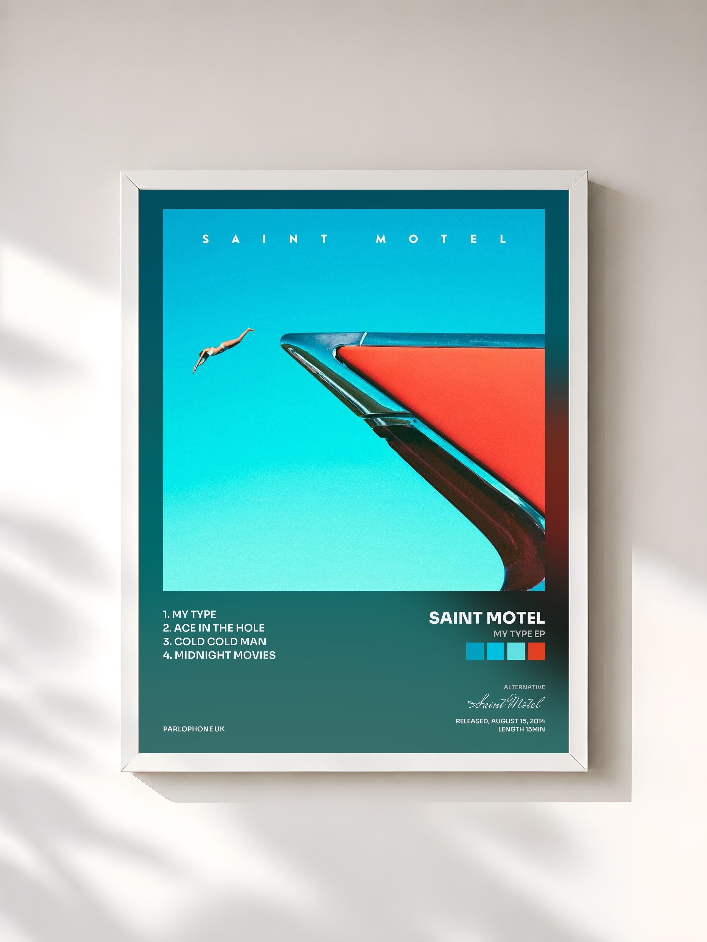 #blanc Tableau de l'album My Type EP de Saint Motel, cadre blanc, imprimé et encadré en France