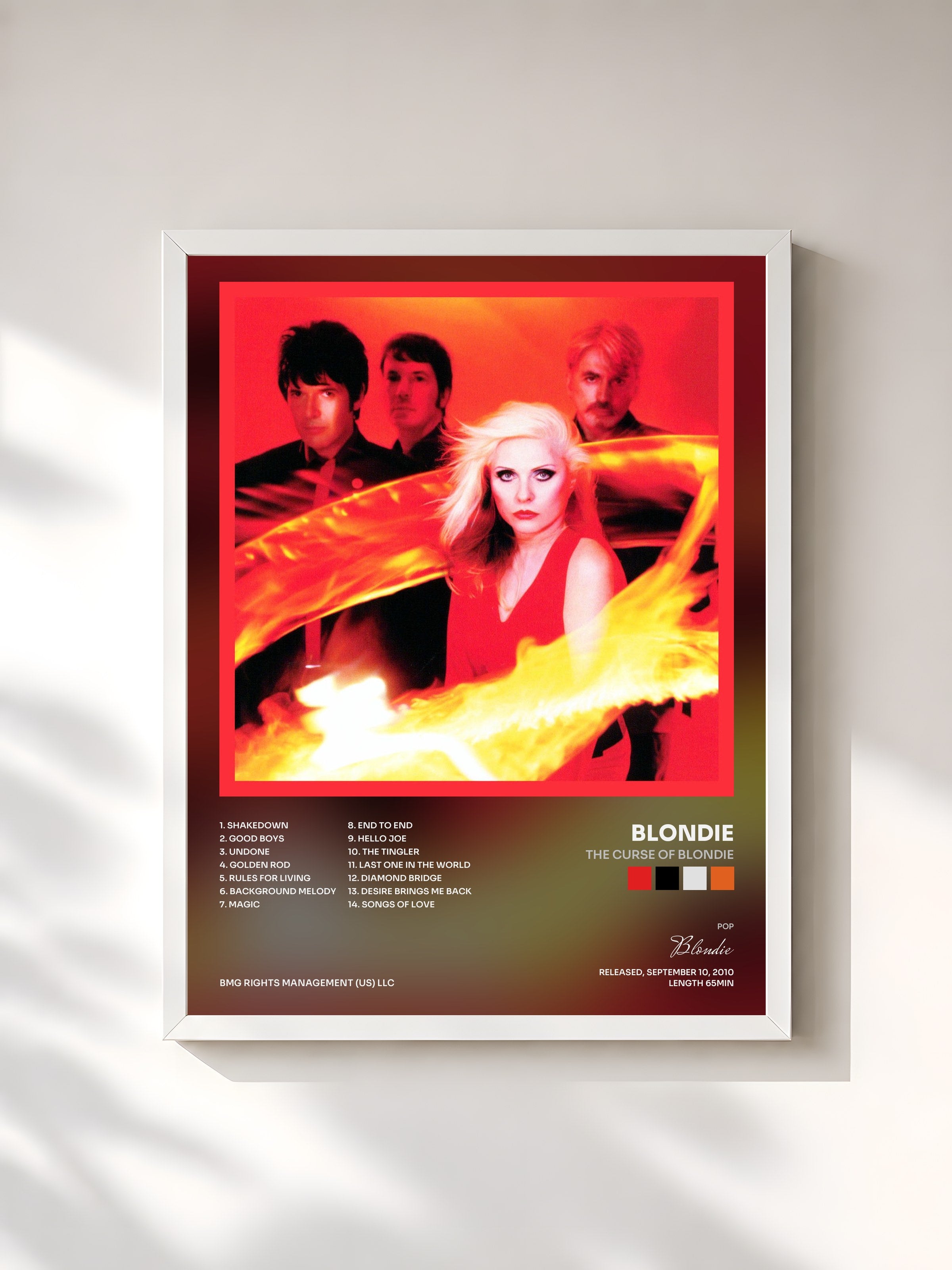 #blanc Tableau de l'album The Curse of Blondie de Blondie, cadre blanc, imprimé et encadré en France