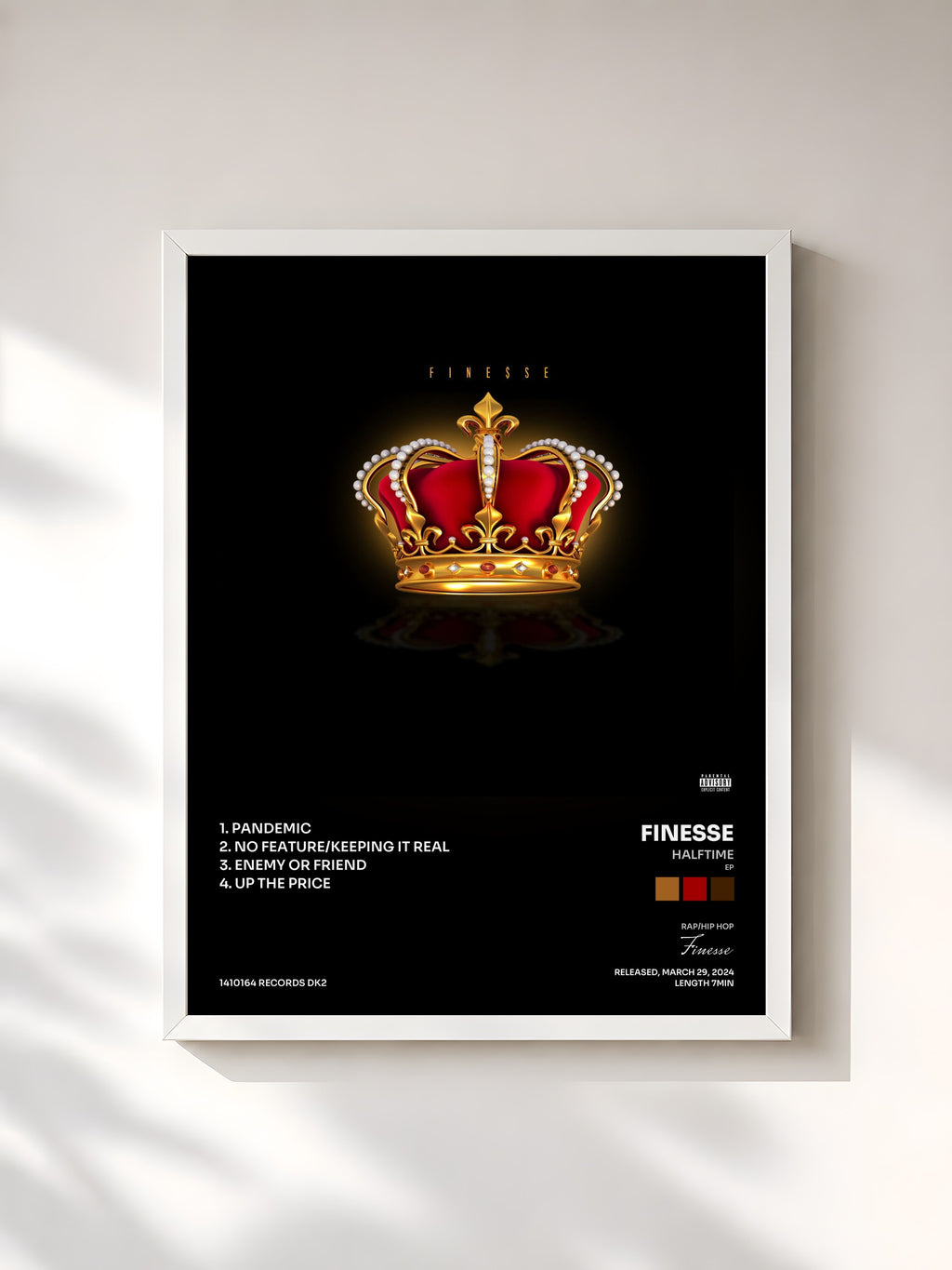 #blanc Halftime (Ep) by Finesse as a framed art print, white frame, printed and framed in France