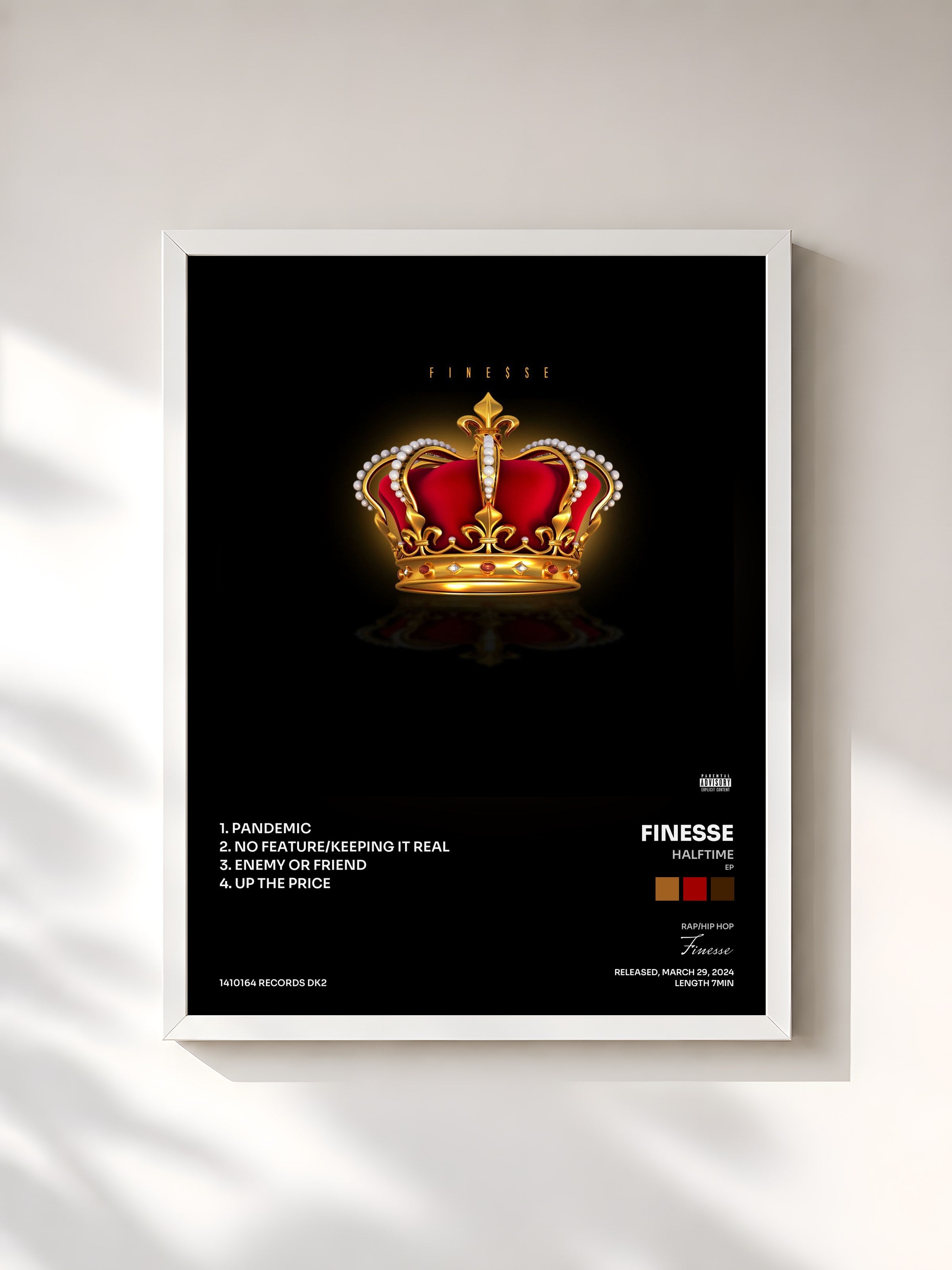#blanc Tableau de l'album Halftime (Ep) de Finesse, cadre blanc, imprimé et encadré en France