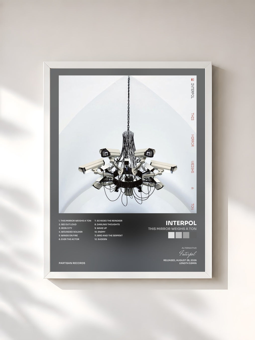 #blanc Tableau de l'album This Mirror Weighs a Ton de Interpol, cadre blanc, imprimé et encadré en France