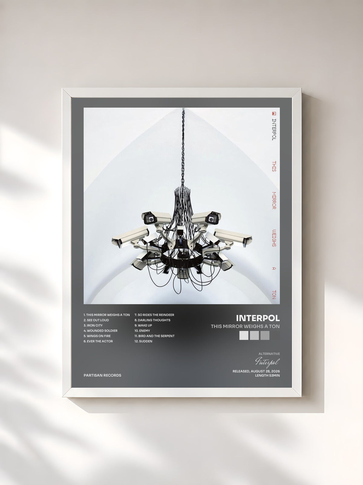 #blanc Tableau de l'album This Mirror Weighs a Ton de Interpol, cadre blanc, imprimé et encadré en France