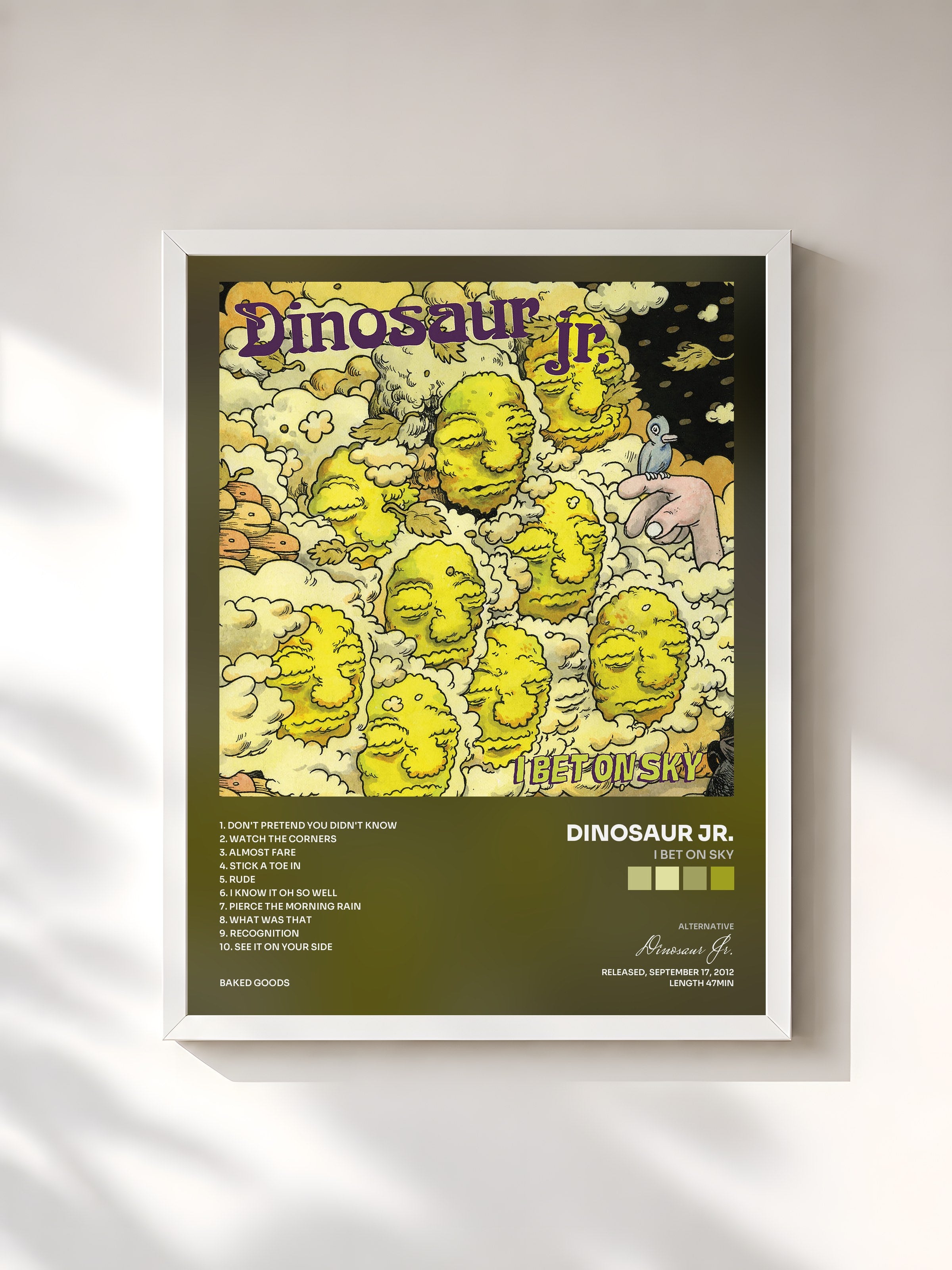 #blanc Tableau de l'album I Bet On Sky de Dinosaur Jr., cadre blanc, imprimé et encadré en France