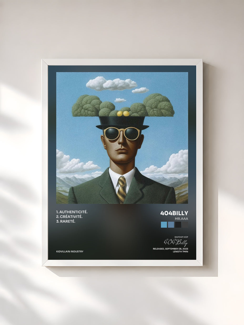 #blanc Mr.AAA by 404Billy as a framed art print, white frame, printed and framed in France