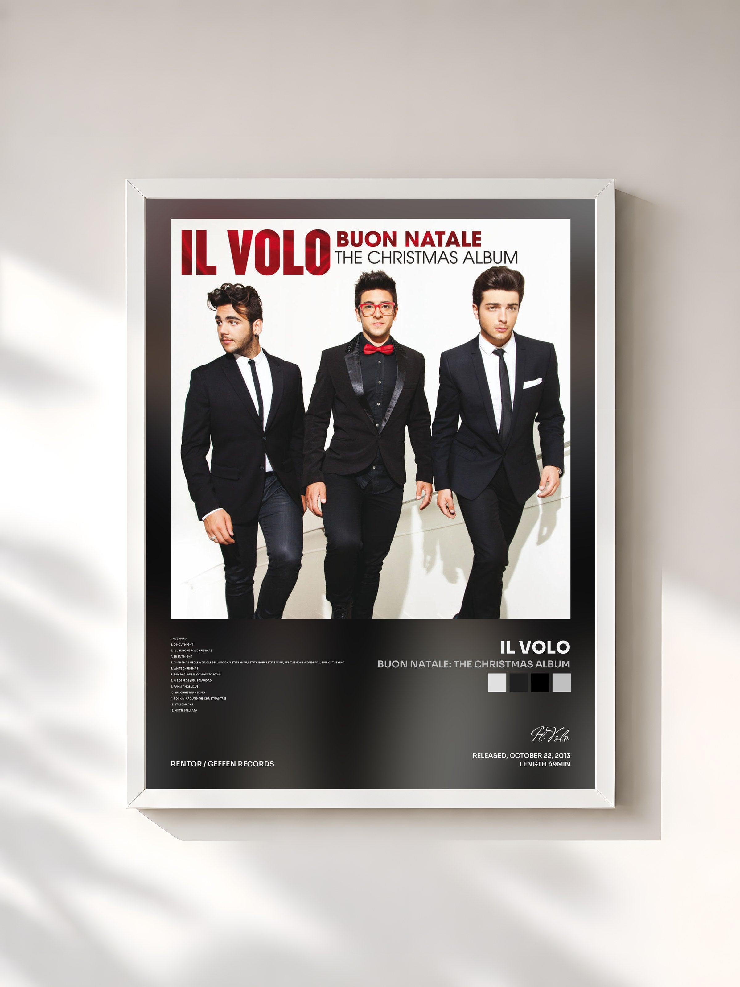 #blanc Tableau de l'album Buon Natale: The Christmas Album de Il Volo, cadre blanc, imprimé et encadré en France