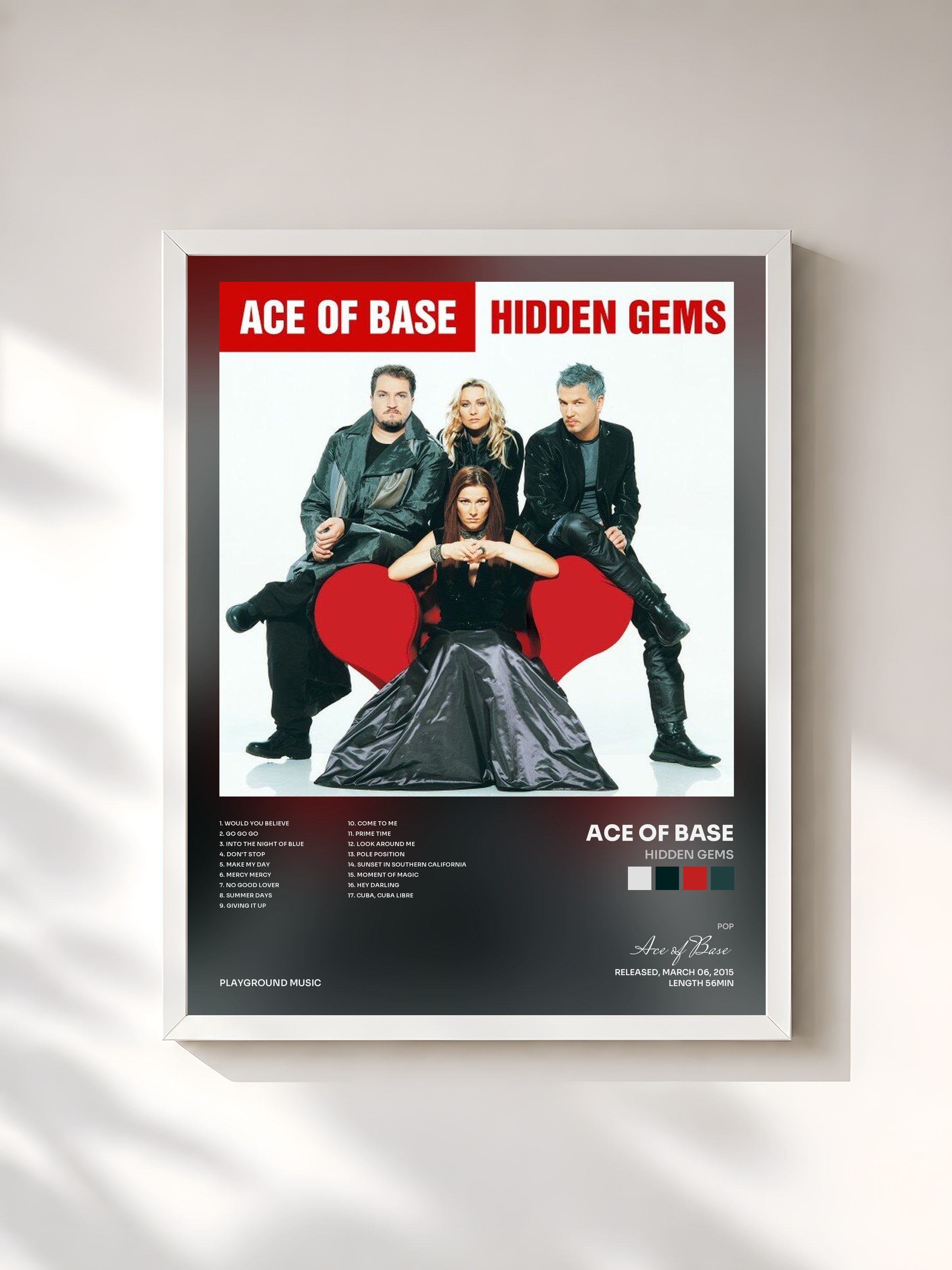 #blanc Tableau de l'album Hidden Gems de Ace of Base, cadre blanc, imprimé et encadré en France
