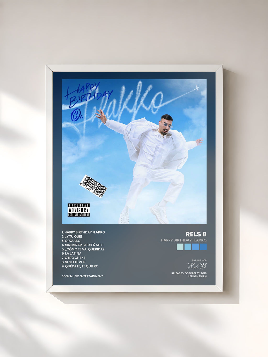 #blanc Tableau de l'album Happy Birthday Flakko de Rels B, cadre blanc, imprimé et encadré en France