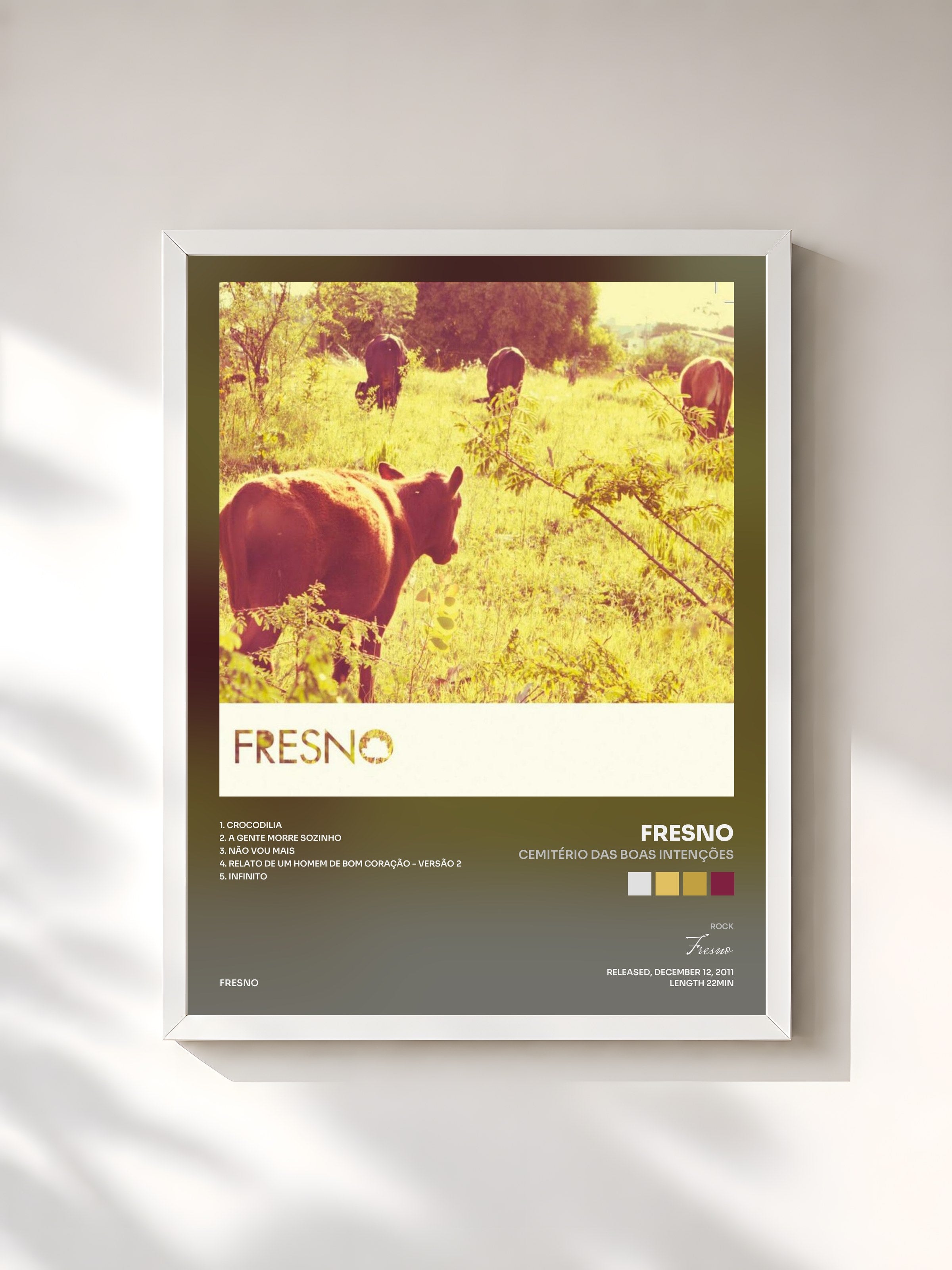 #blanc Tableau de l'album Cemitério Das Boas Intenções de Fresno, cadre blanc, imprimé et encadré en France
