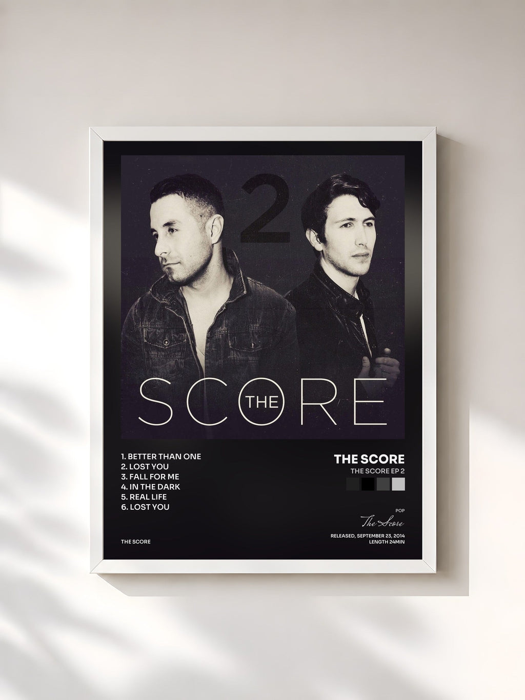 #blanc Tableau de l'album The Score EP 2 de The Score, cadre blanc, imprimé et encadré en France