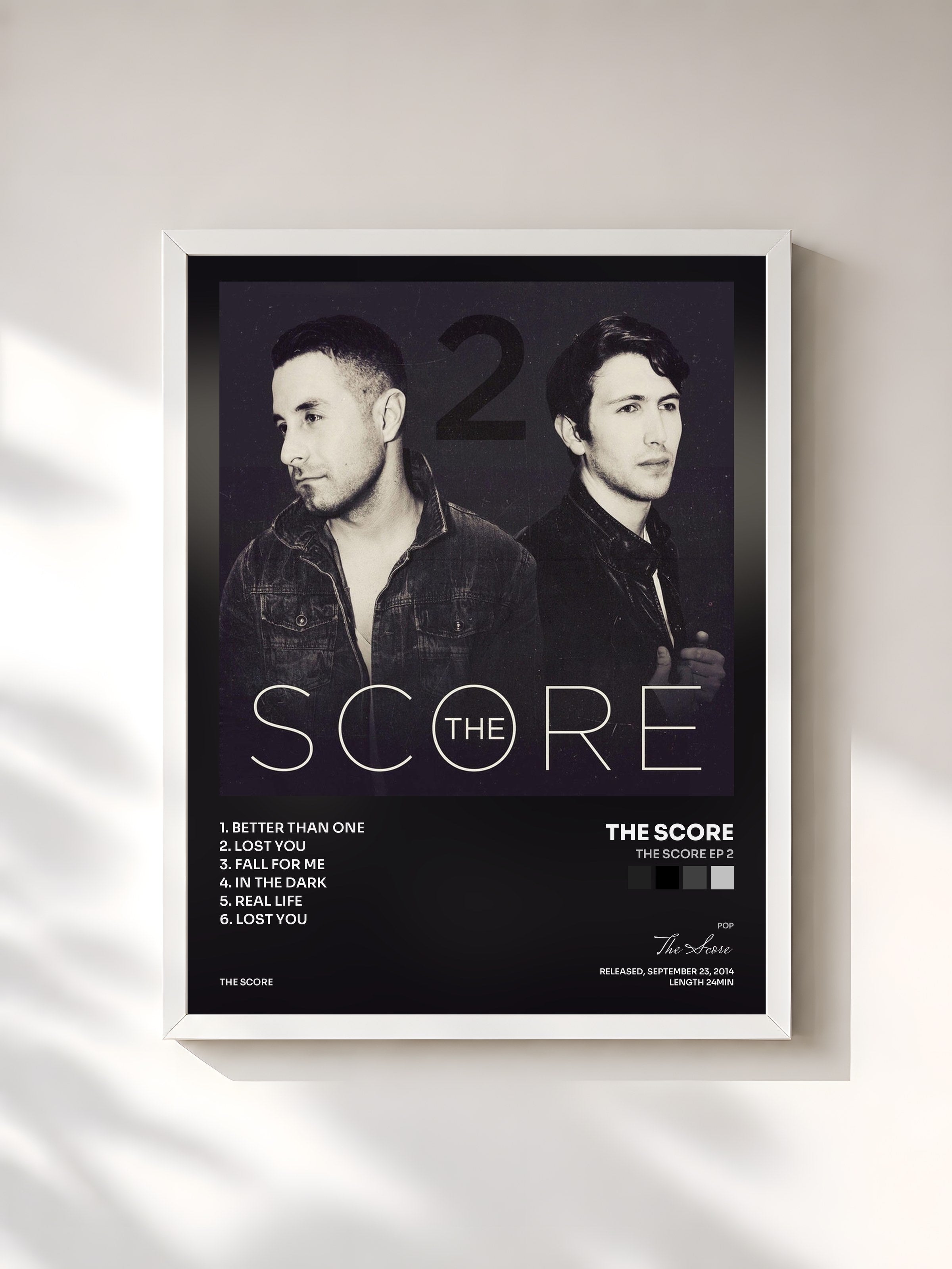 #blanc Tableau de l'album The Score EP 2 de The Score, cadre blanc, imprimé et encadré en France