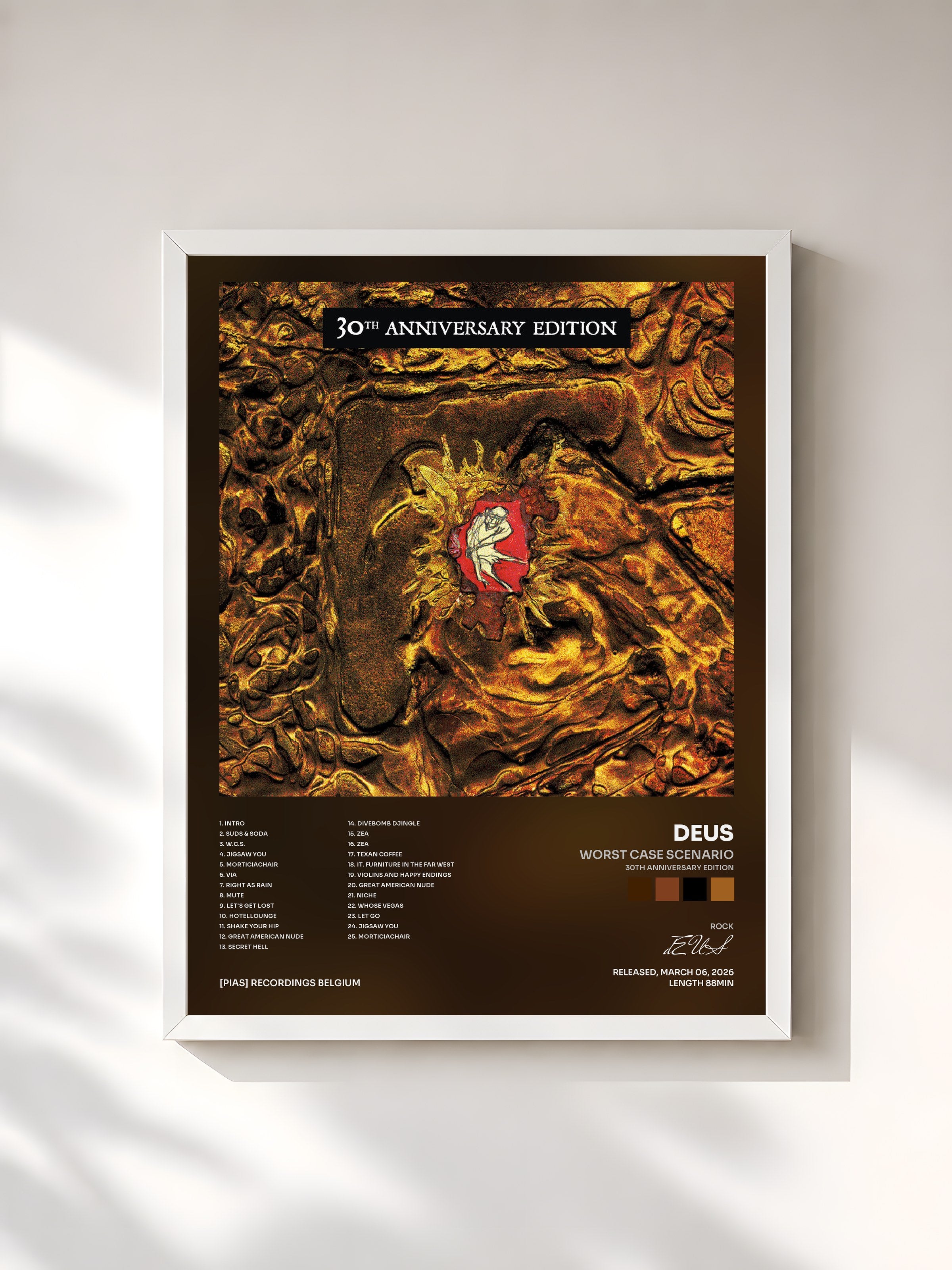 #blanc Tableau de l'album Worst Case Scenario (30th Anniversary Edition) de dEUS, cadre blanc, imprimé et encadré en France