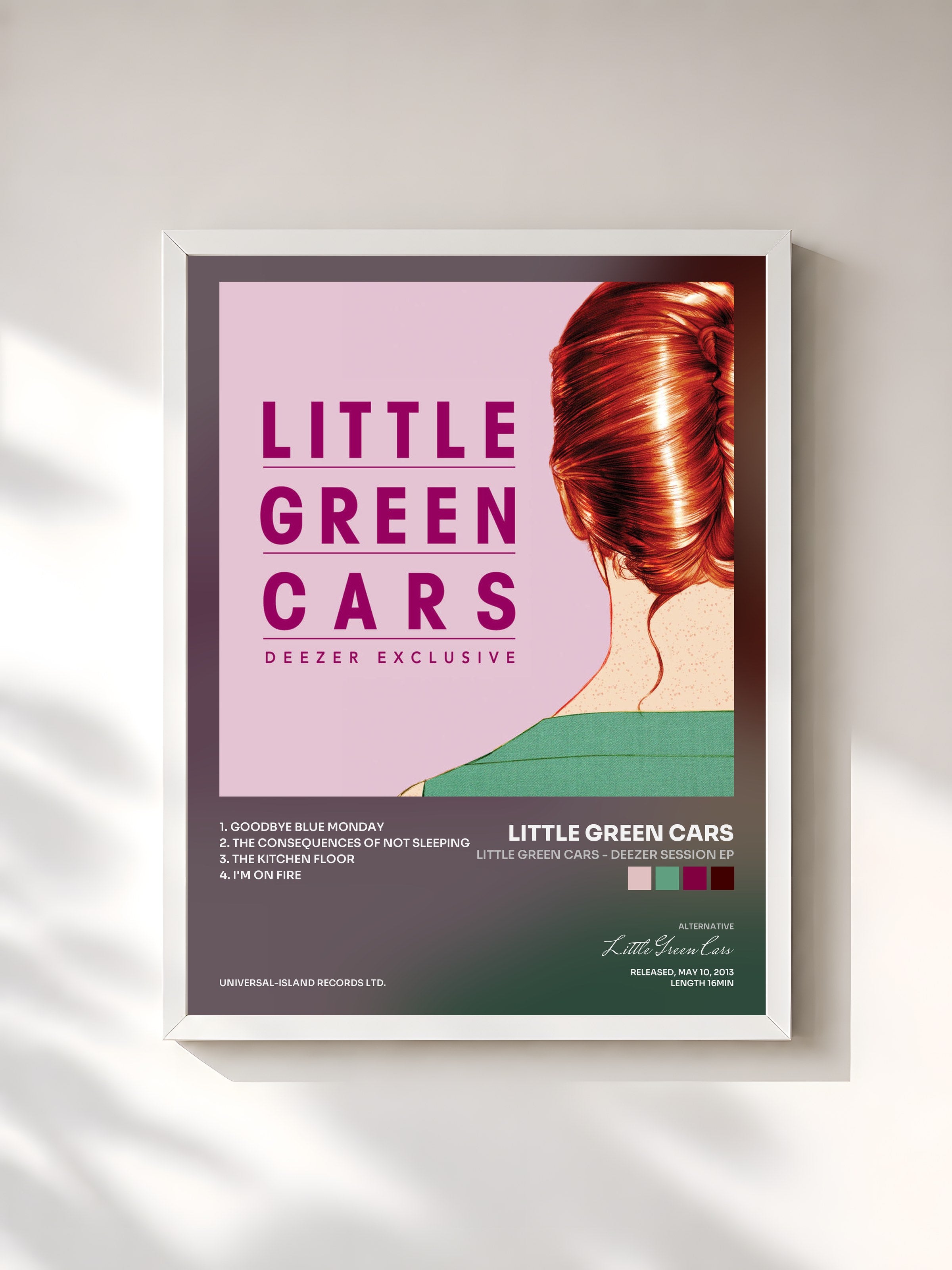 #blanc Tableau de l'album Little Green Cars - Deezer Session EP de Little Green Cars, cadre blanc, imprimé et encadré en France