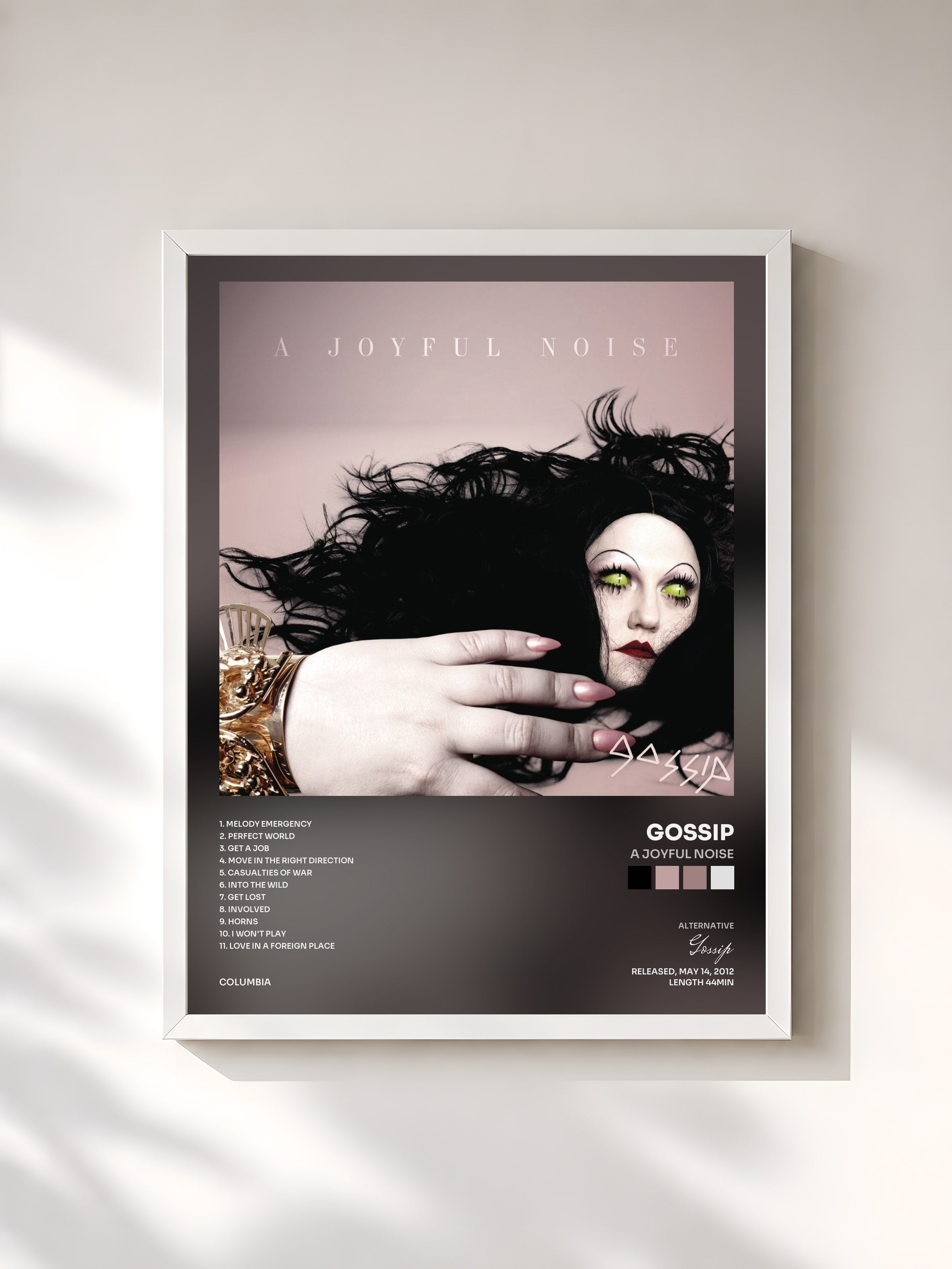 #blanc Tableau de l'album A Joyful Noise de Gossip, cadre blanc, imprimé et encadré en France