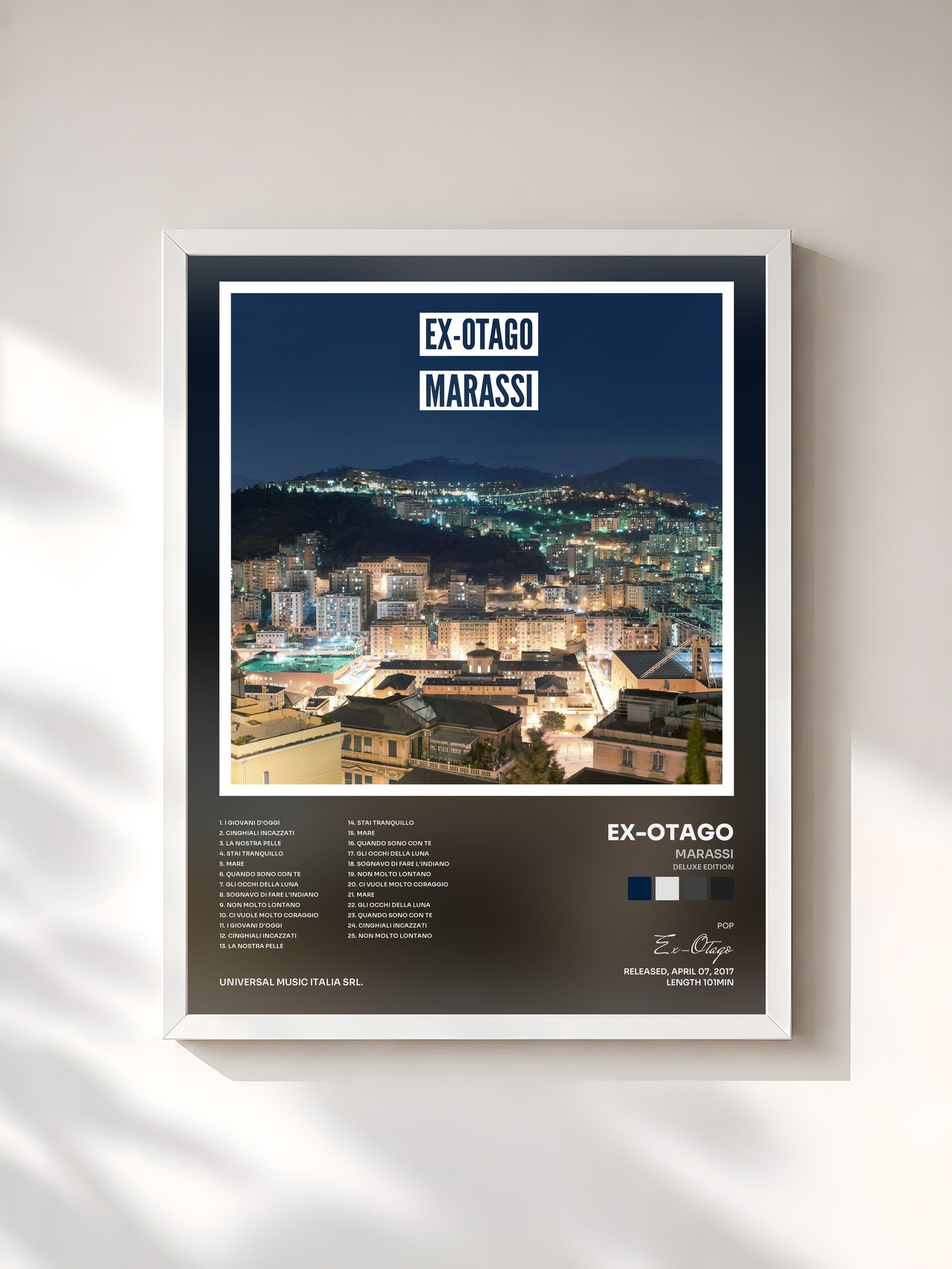 #blanc Tableau de l'album Marassi (Deluxe Edition) de Ex-Otago, cadre blanc, imprimé et encadré en France