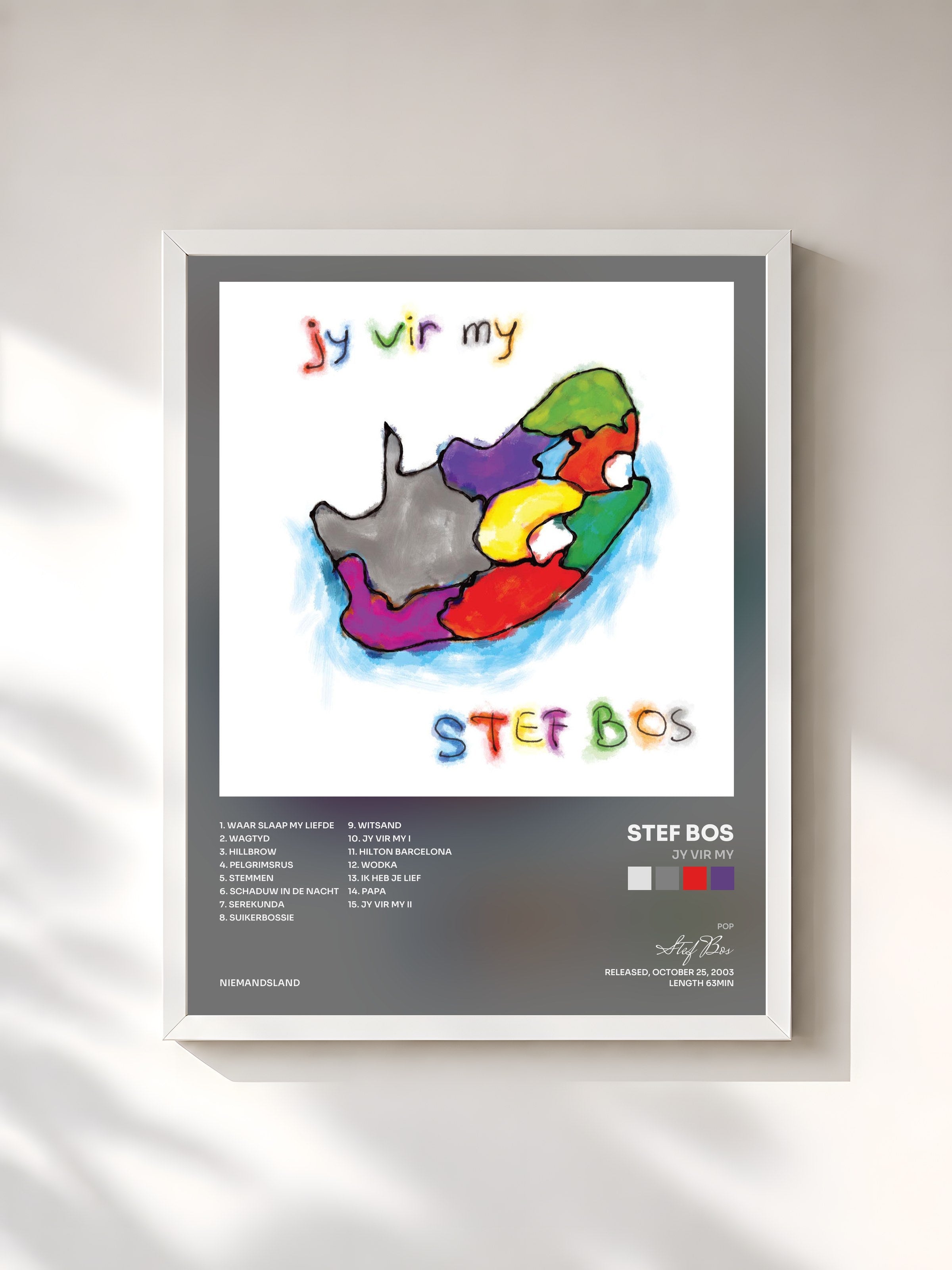 #blanc Tableau de l'album Jy Vir My de Stef Bos, cadre blanc, imprimé et encadré en France