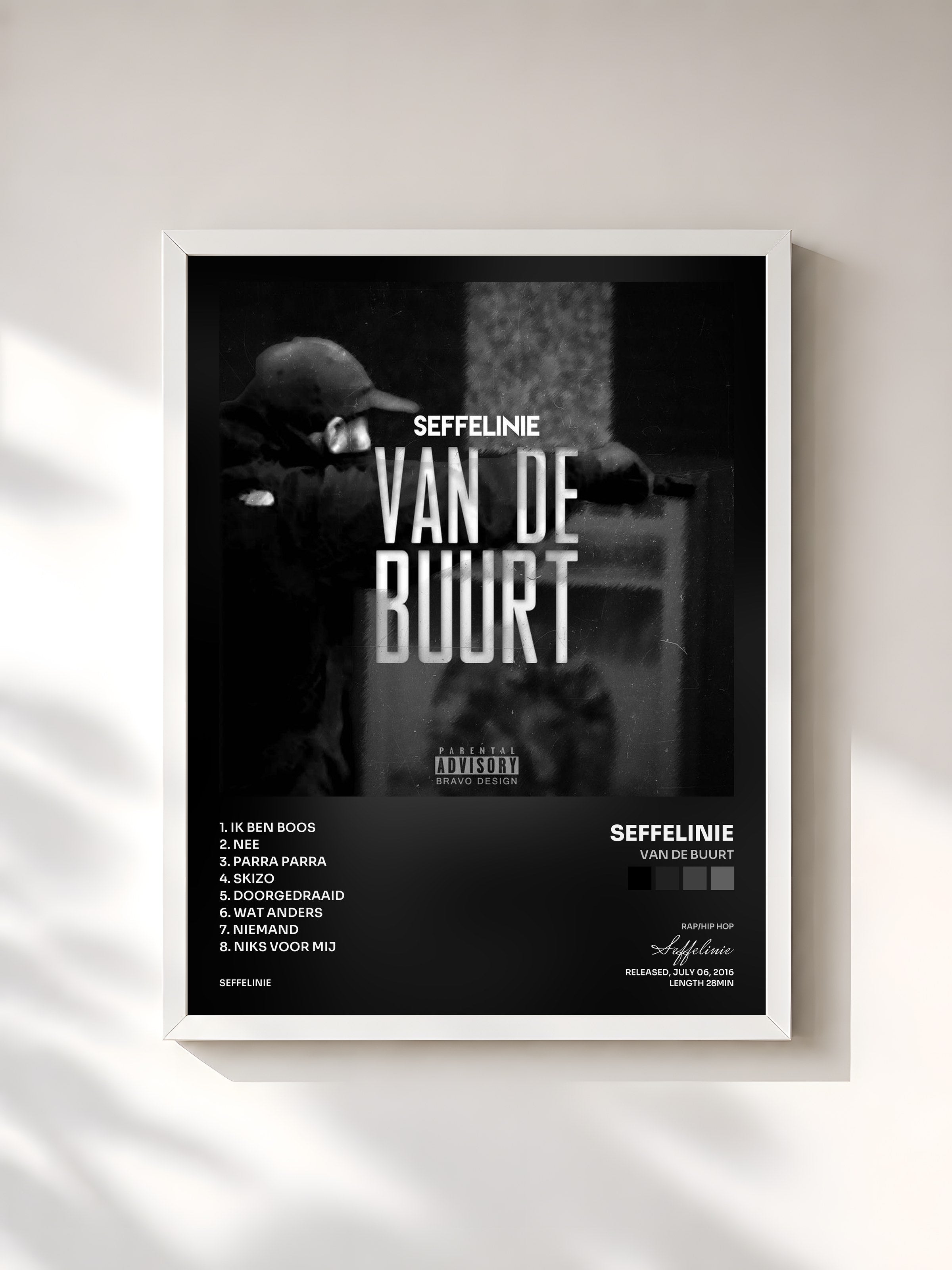 #blanc Tableau de l'album Van De Buurt de Seffelinie, cadre blanc, imprimé et encadré en France
