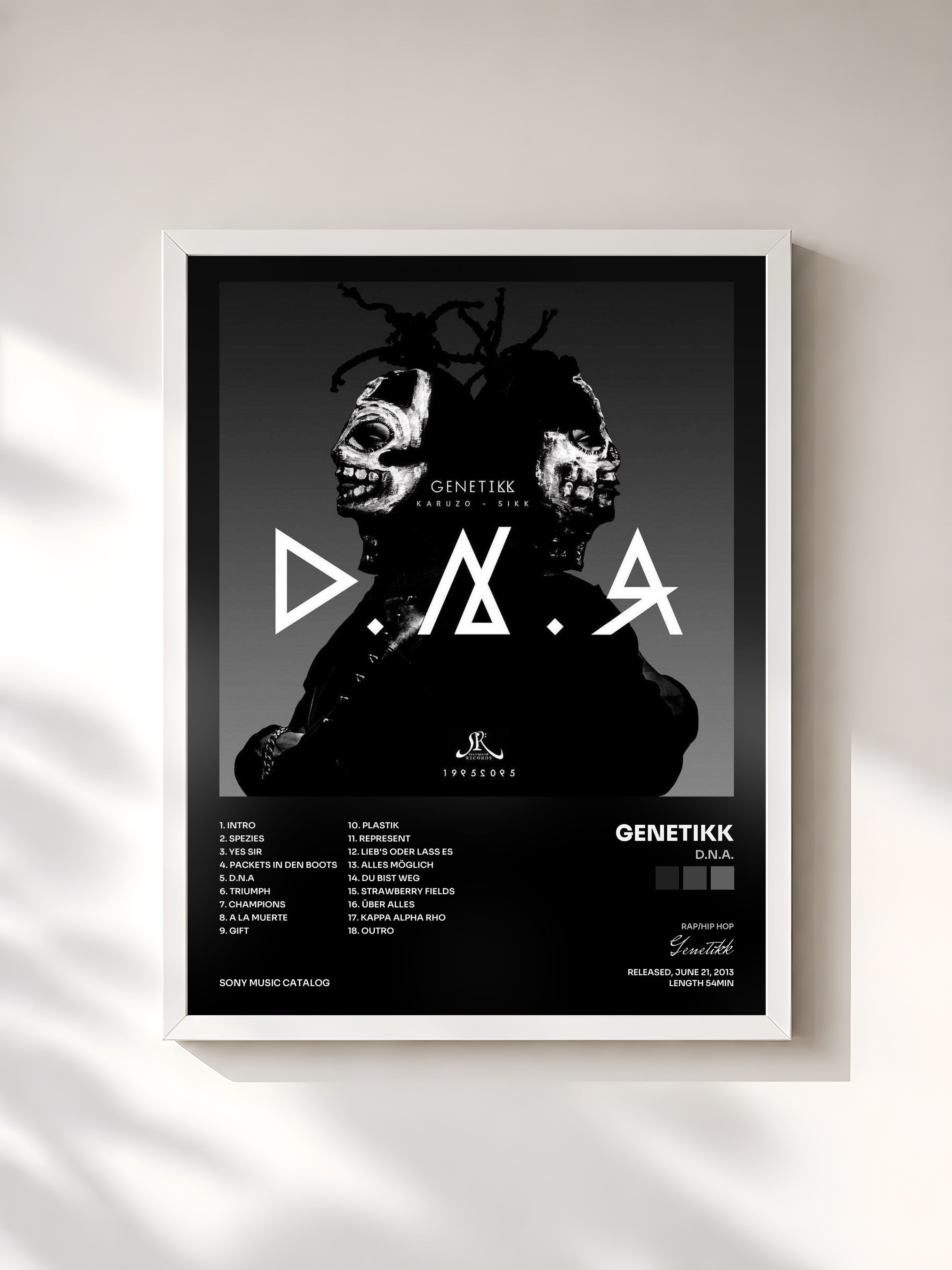 #blanc Tableau de l'album D.N.A. de Genetikk, cadre blanc, imprimé et encadré en France