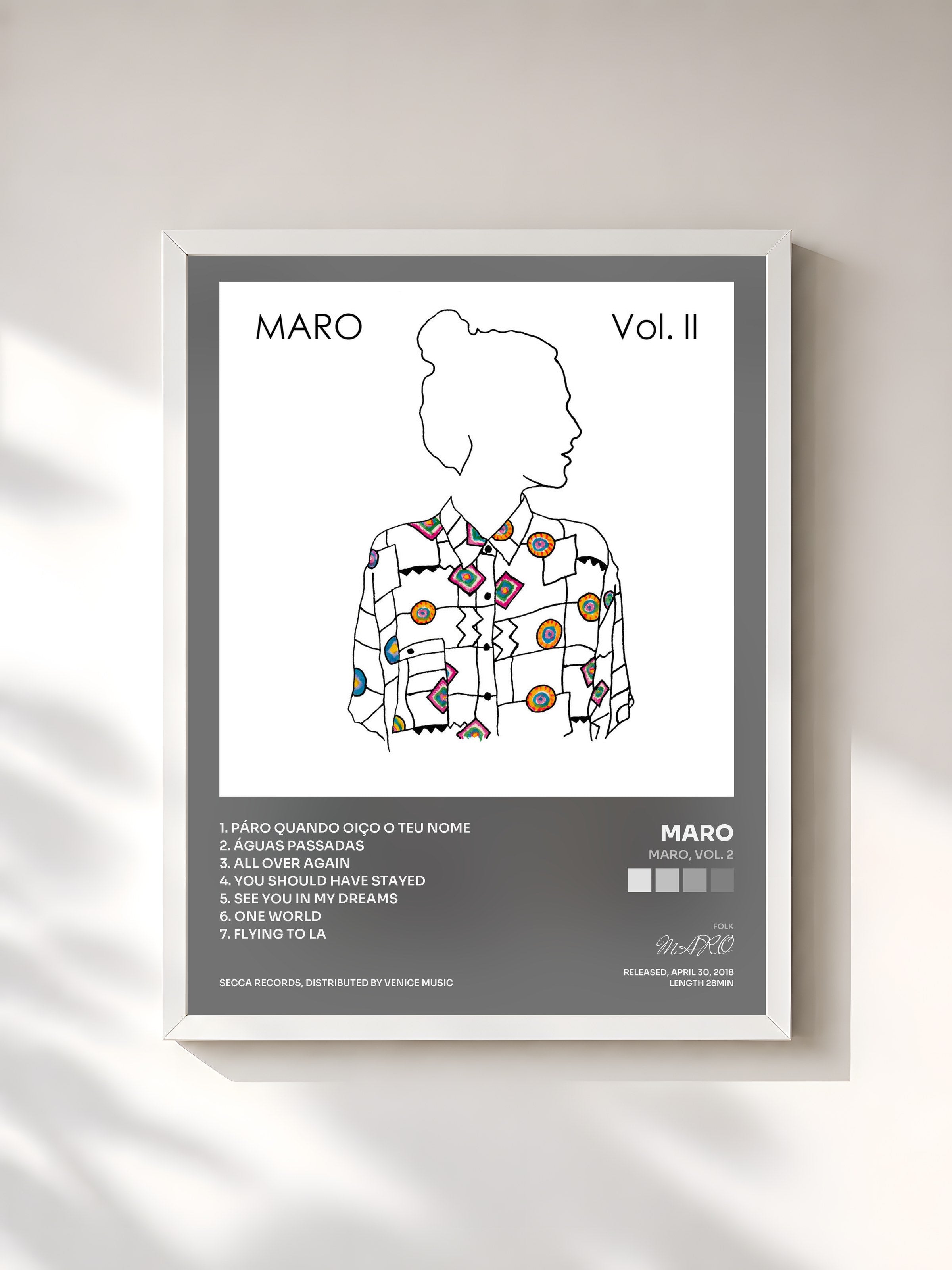 #blanc Tableau de l'album MARO, Vol. 2 de MARO, cadre blanc, imprimé et encadré en France