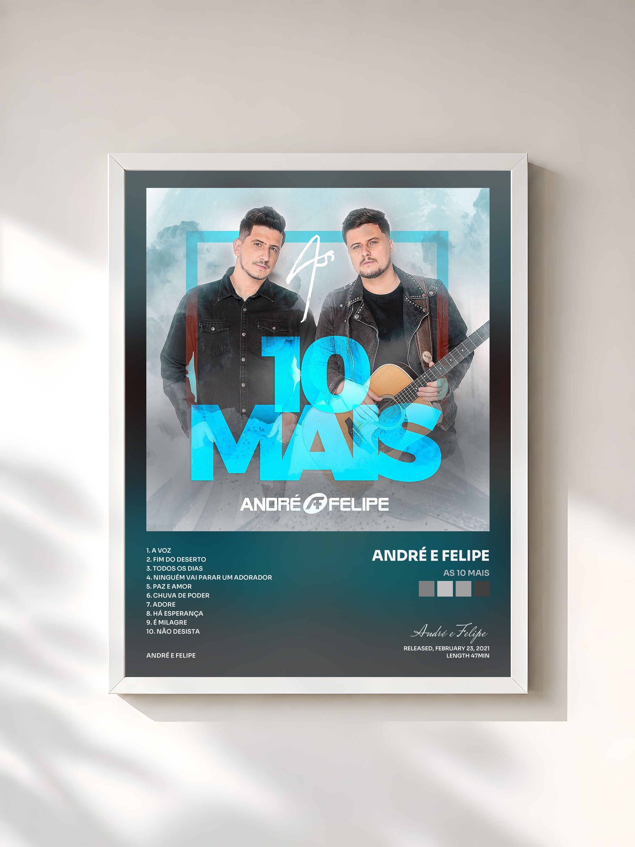 #blanc Tableau de l'album As 10 Mais de André e Felipe, cadre blanc, imprimé et encadré en France