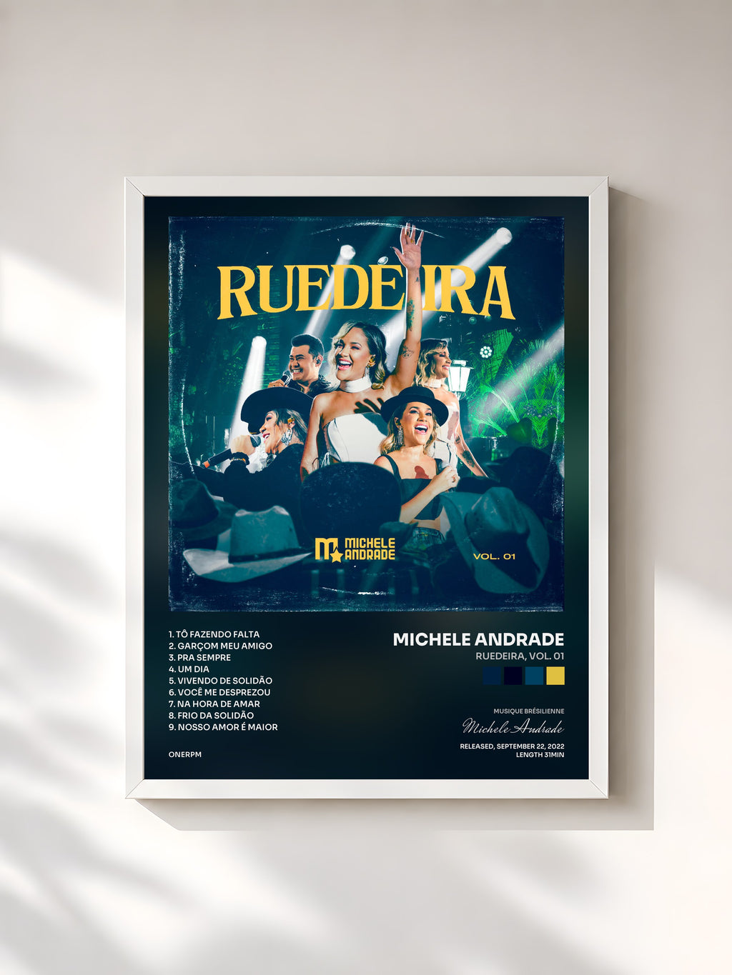 #blanc Tableau de l'album Ruedeira, Vol. 01 de Michele Andrade, cadre blanc, imprimé et encadré en France