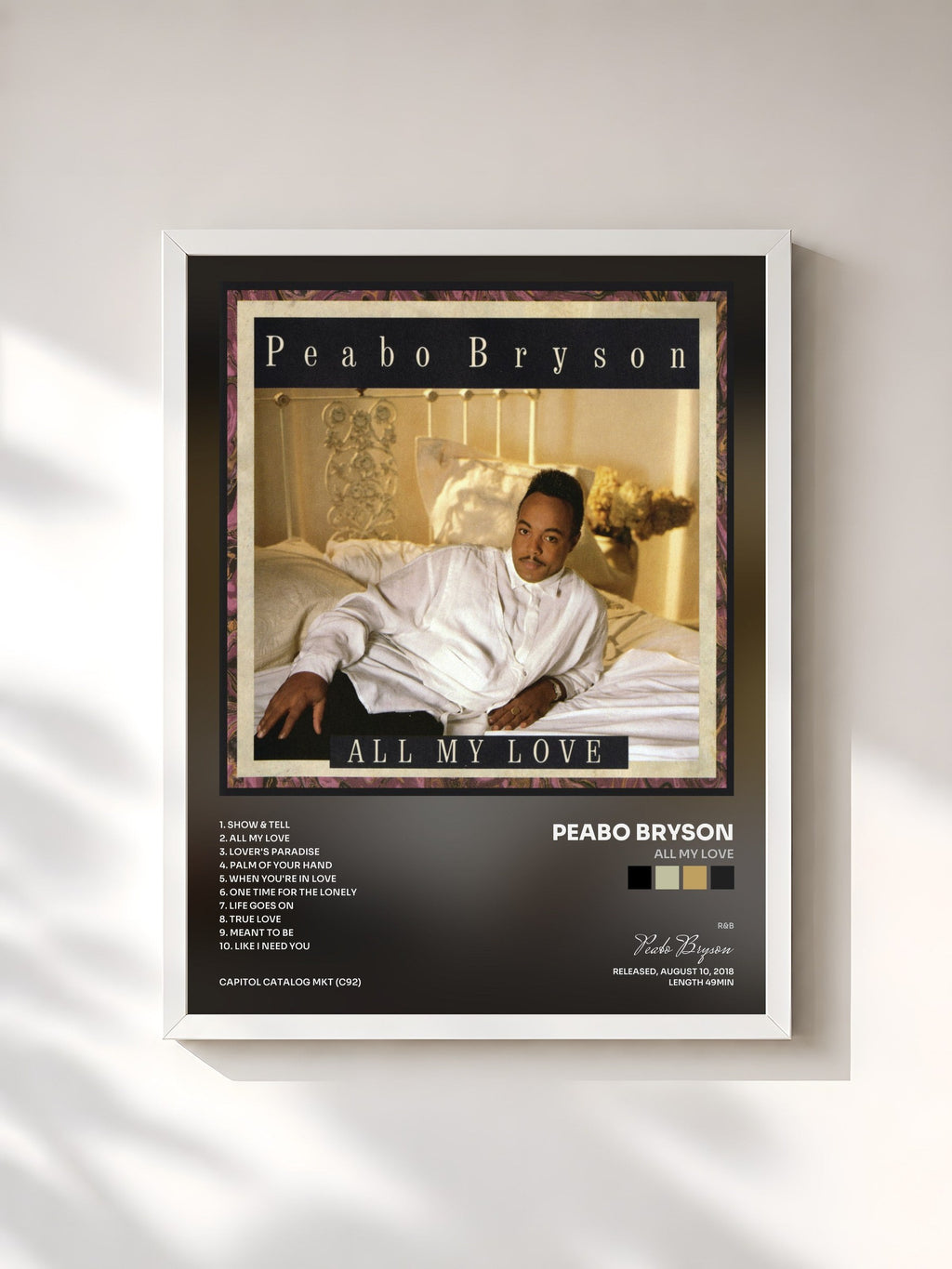 #blanc All My Love von Peabo Bryson als gerahmter Kunstdruck, weißer Rahmen, gedruckt und gerahmt in Frankreich