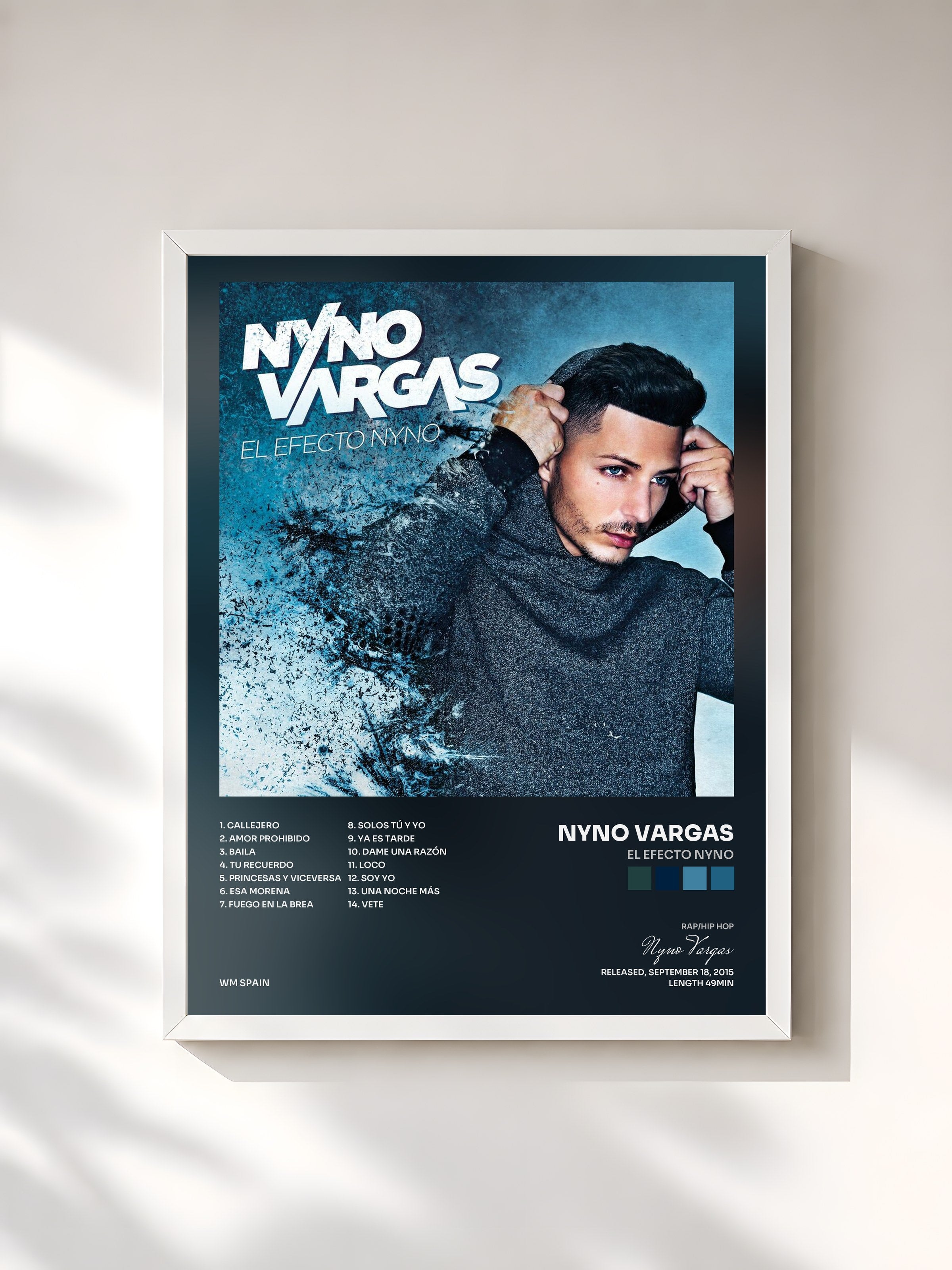 #blanc Tableau de l'album El Efecto Nyno de Nyno Vargas, cadre blanc, imprimé et encadré en France