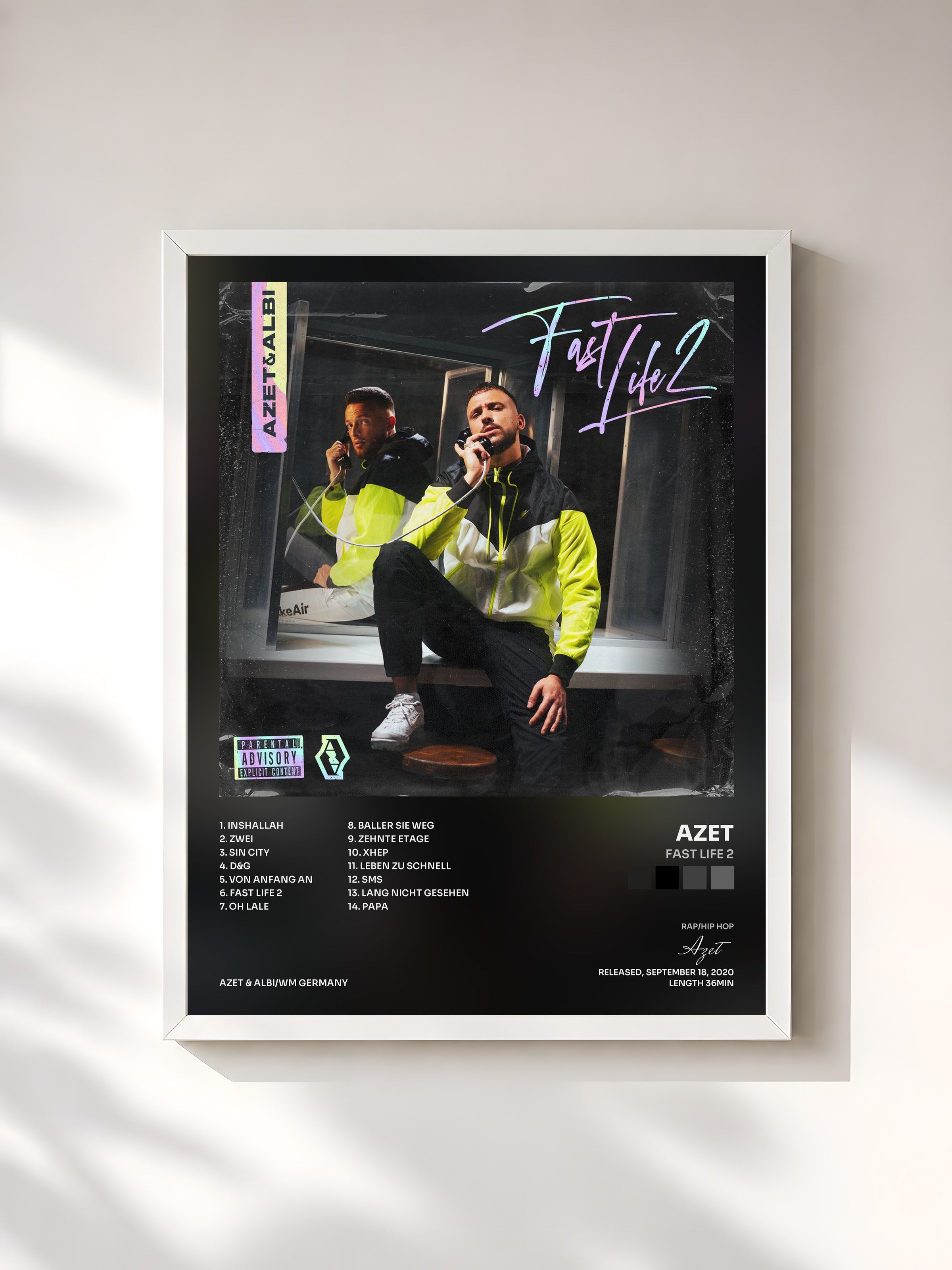 #blanc Tableau de l'album Fast Life 2 de Azet, cadre blanc, imprimé et encadré en France