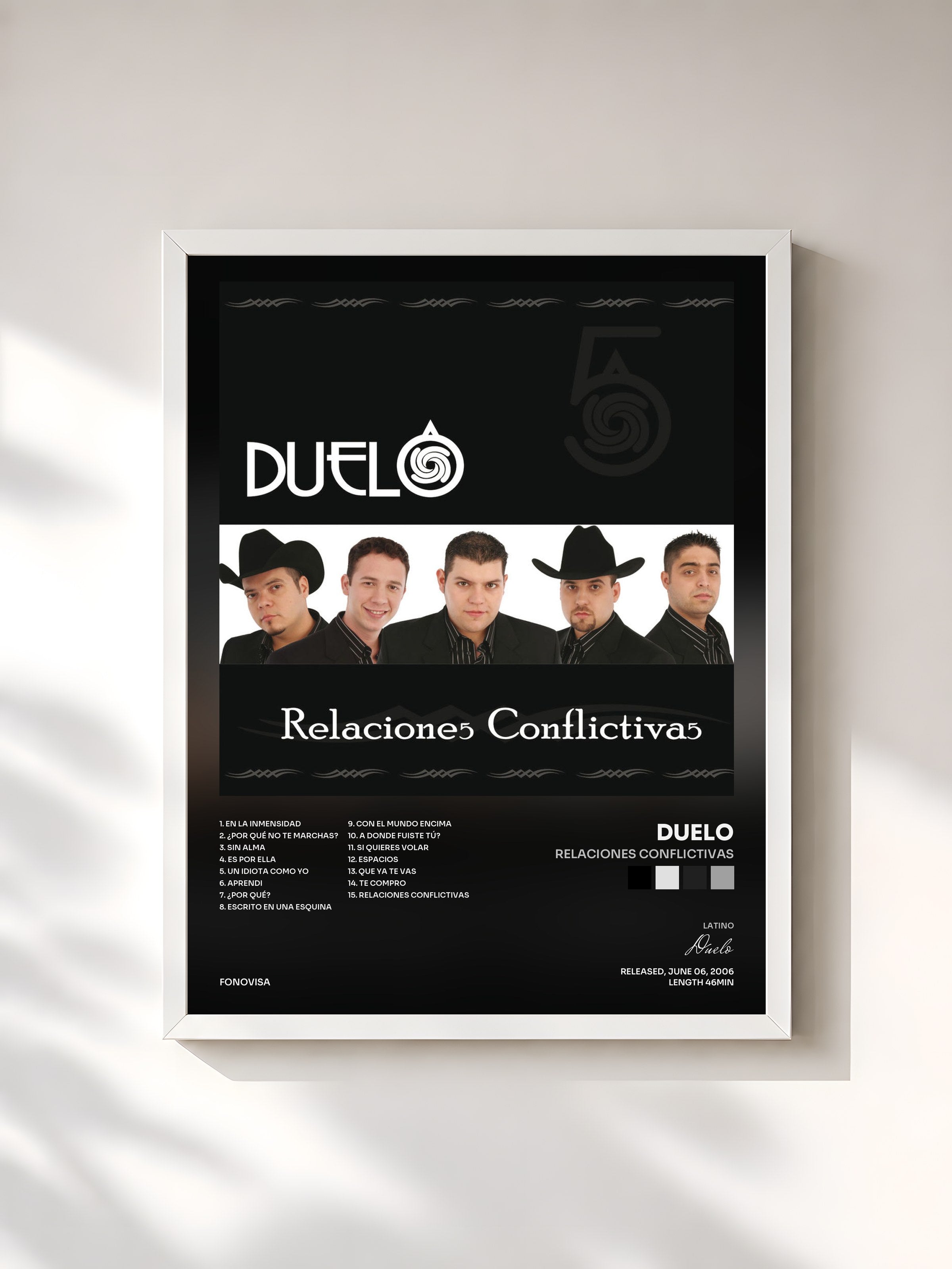 #blanc Tableau de l'album Relaciones Conflictivas de Duelo, cadre blanc, imprimé et encadré en France