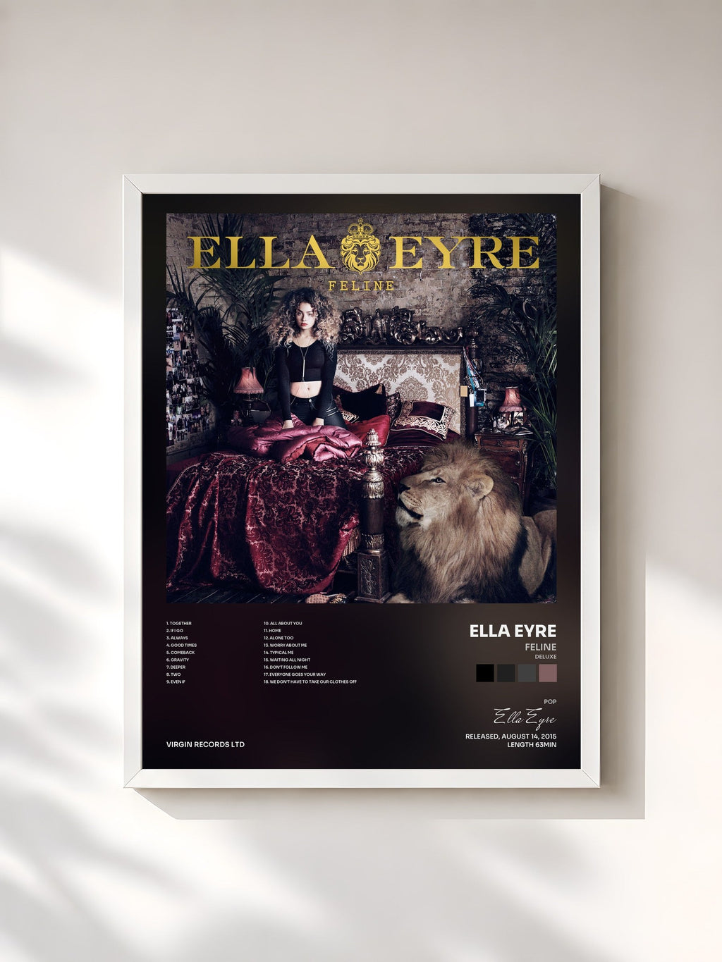 #blanc Feline (Deluxe) di Ella Eyre in stampa incorniciata, cornice bianca, stampata e incorniciata in Francia