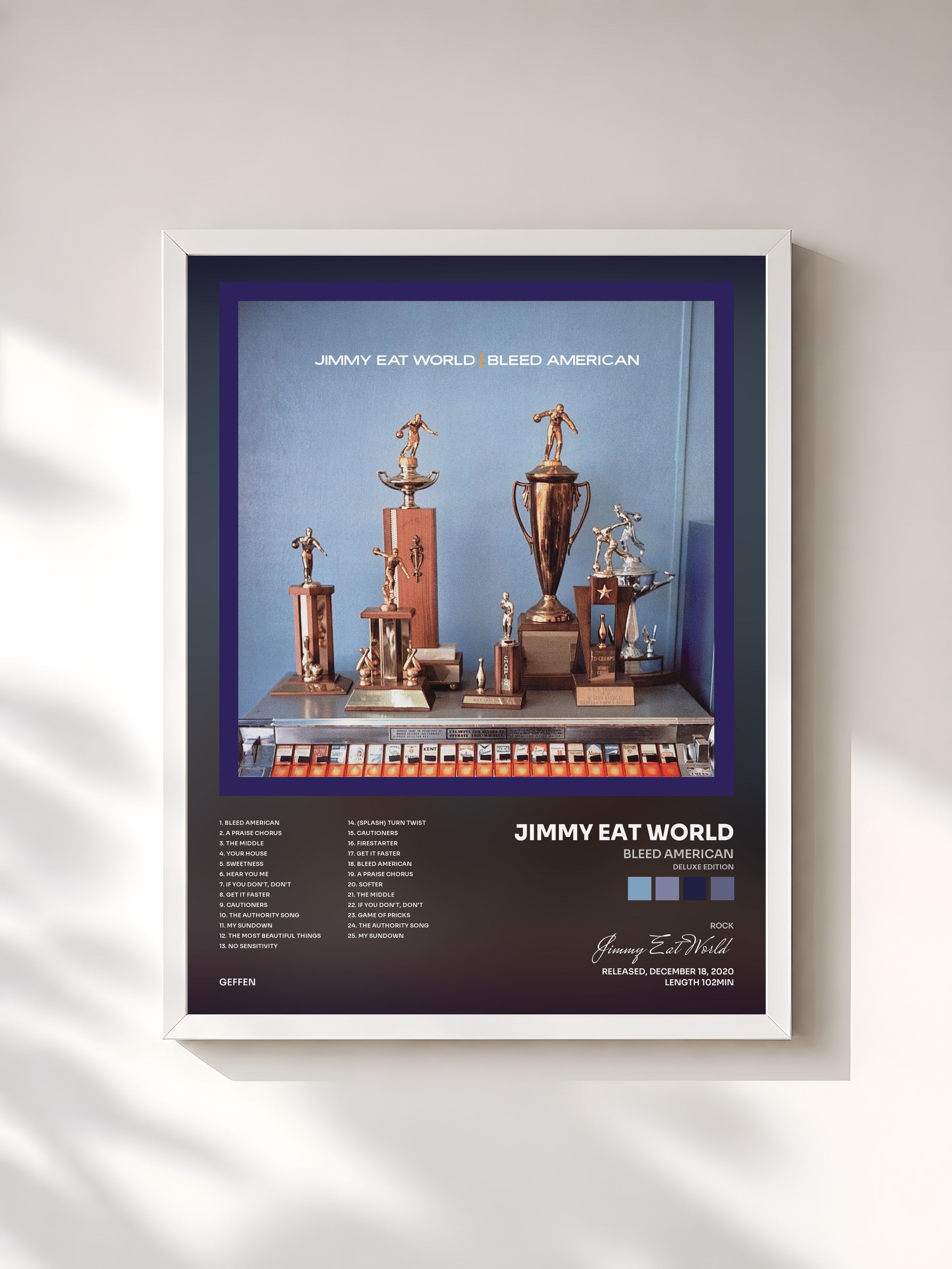 #blanc Tableau de l'album Bleed American (Deluxe Edition) de Jimmy Eat World, cadre blanc, imprimé et encadré en France