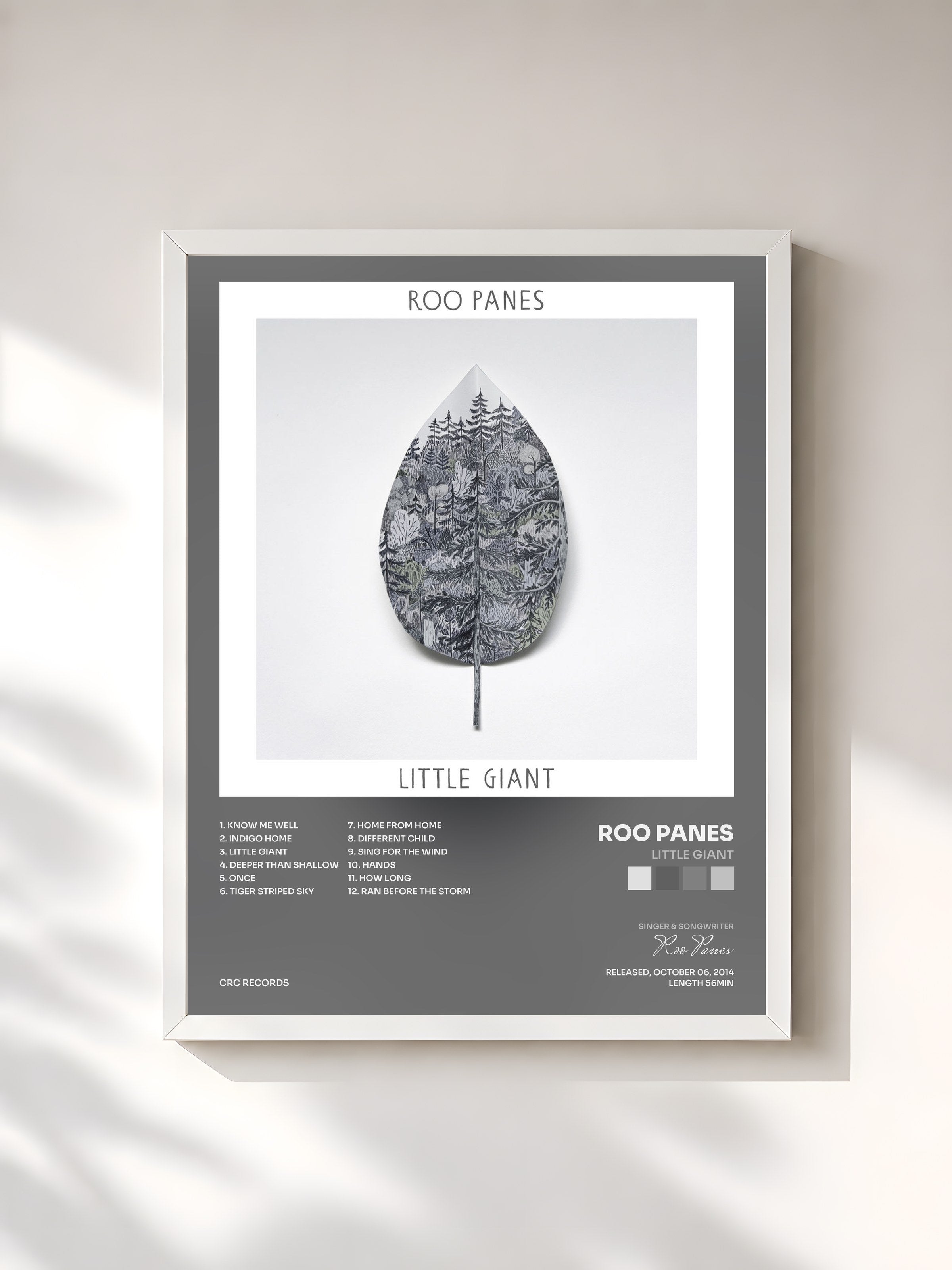 #blanc Tableau de l'album Little Giant de Roo Panes, cadre blanc, imprimé et encadré en France