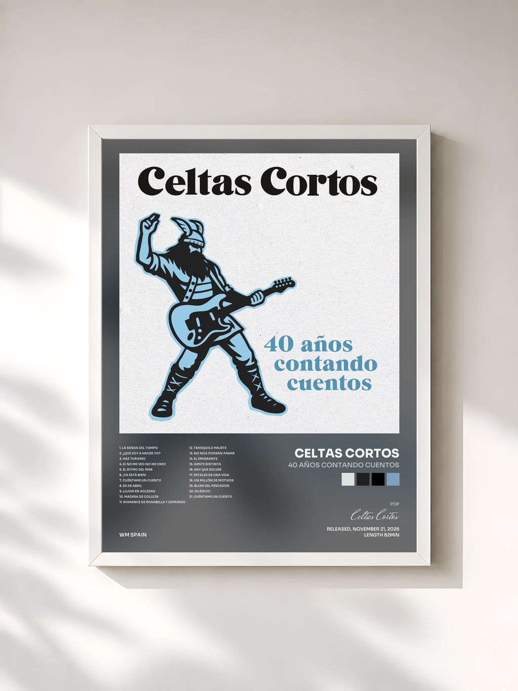 #blanc 40 años contando cuentos di Celtas Cortos in stampa incorniciata, cornice bianca, stampata e incorniciata in Francia