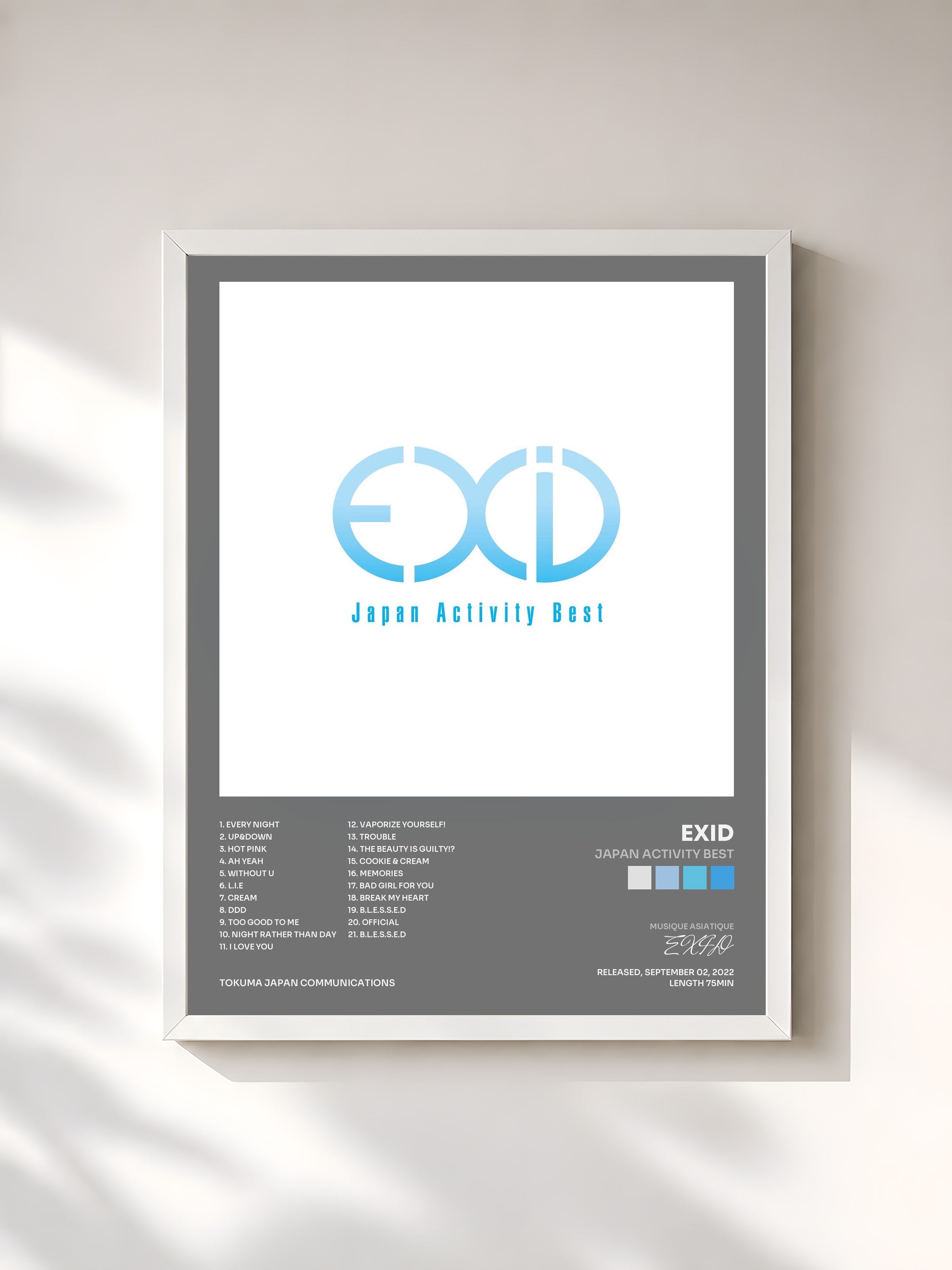 #blanc Tableau de l'album Japan Activity Best de EXID, cadre blanc, imprimé et encadré en France