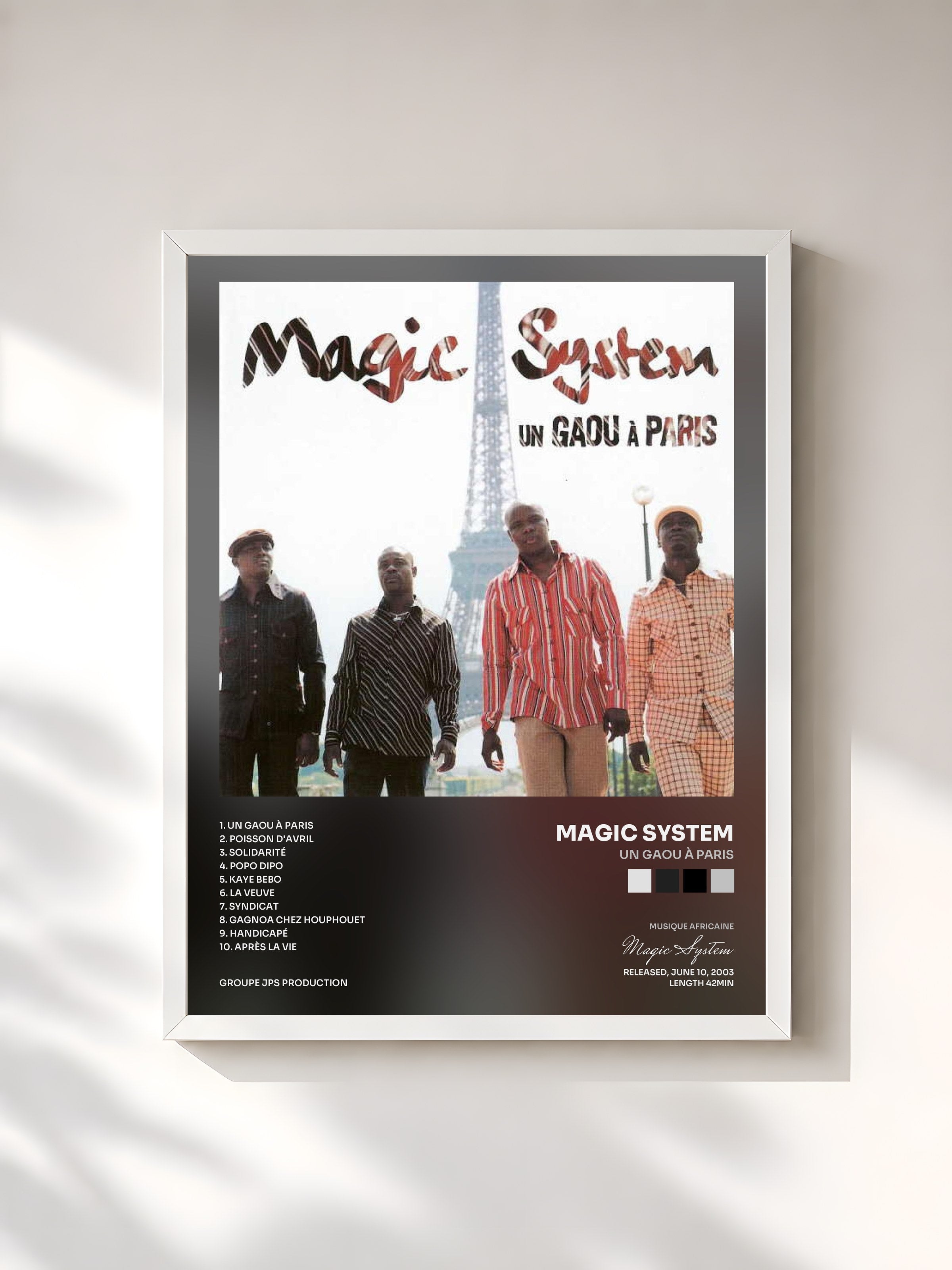 #blanc Tableau de l'album Un Gaou à Paris de Magic System, cadre blanc, imprimé et encadré en France