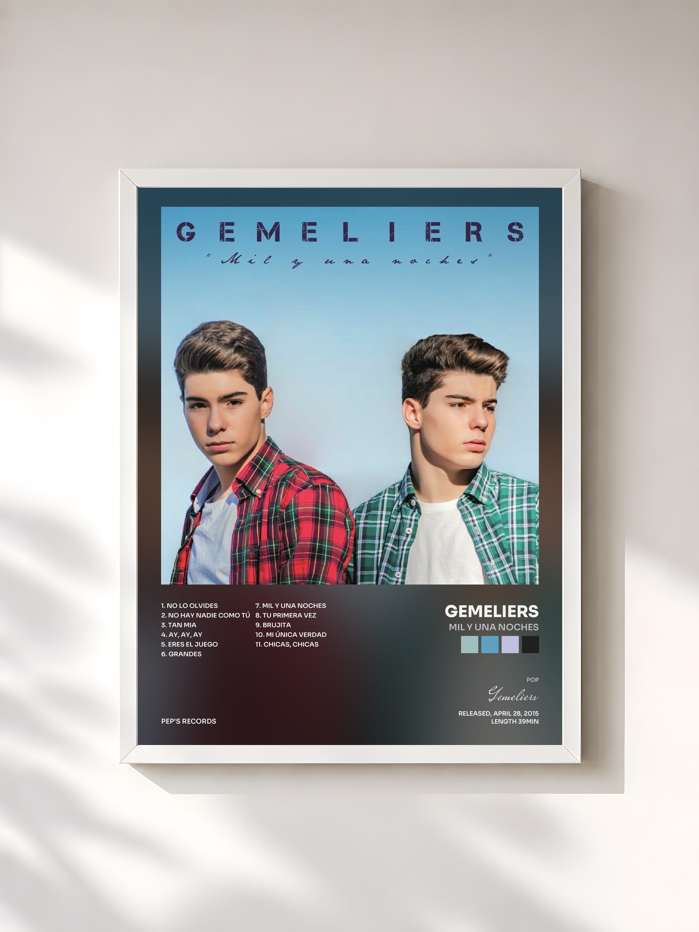 #blanc Tableau de l'album Mil y una Noches de Gemeliers, cadre blanc, imprimé et encadré en France