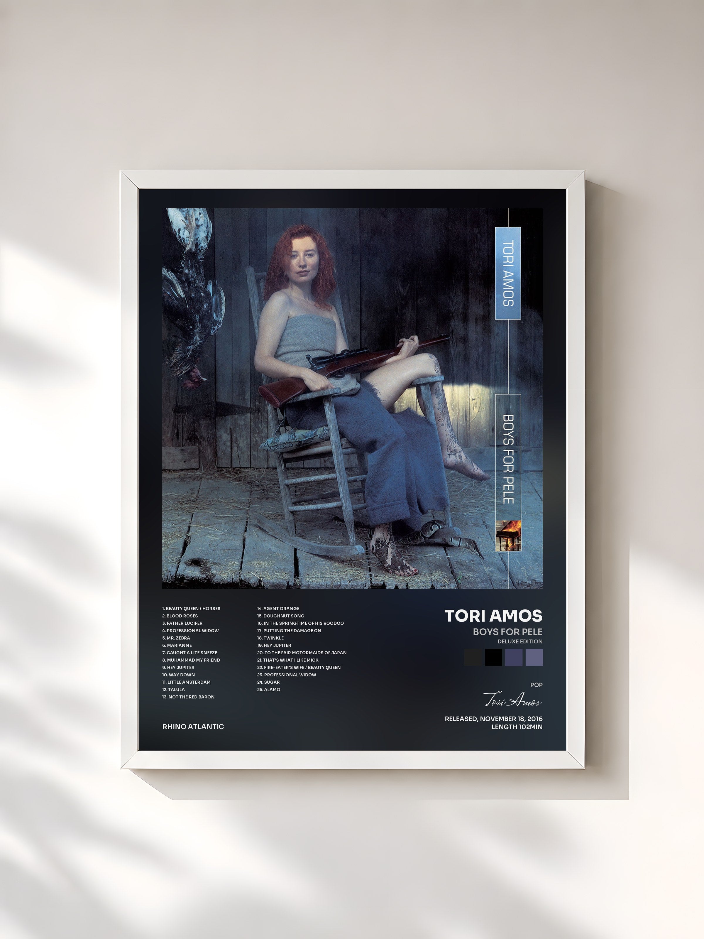 #blanc Tableau de l'album Boys for Pele (Deluxe Edition) de Tori Amos, cadre blanc, imprimé et encadré en France