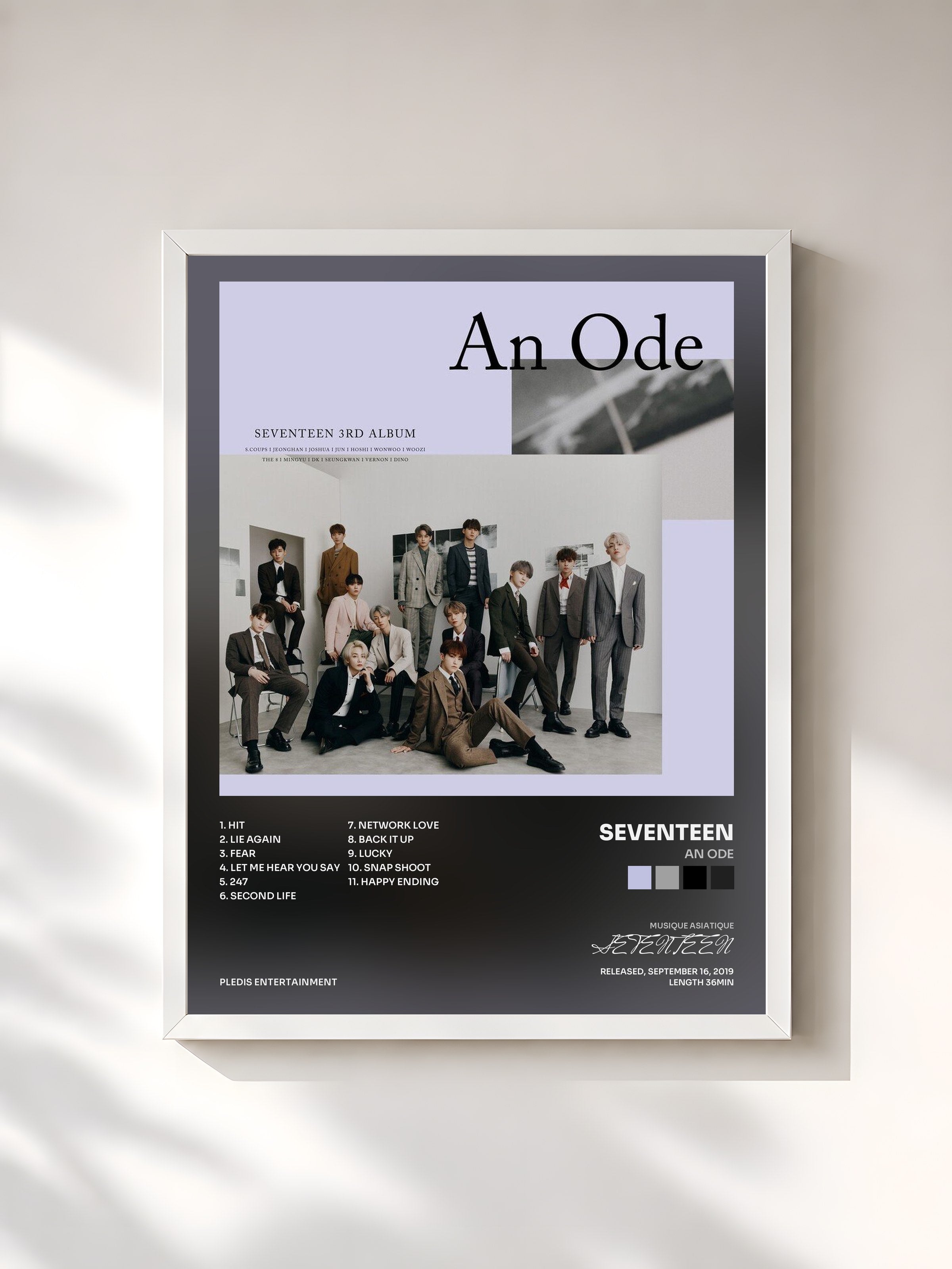 #blanc Tableau de l'album An Ode de SEVENTEEN, cadre blanc, imprimé et encadré en France