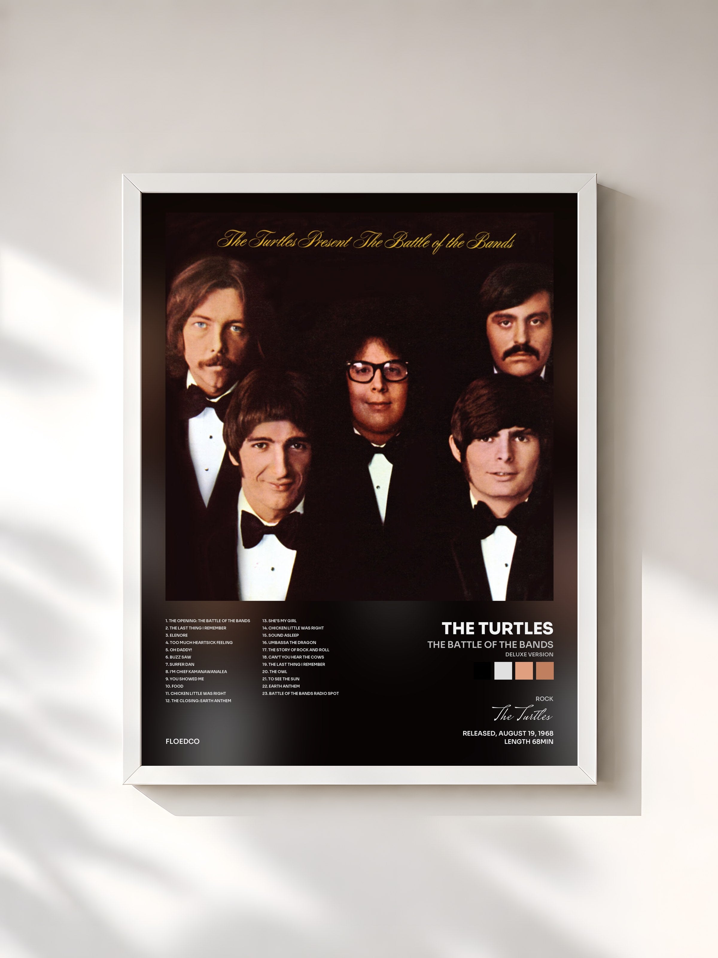 #blanc Tableau de l'album The Battle of the Bands (Deluxe Version) de The Turtles, cadre blanc, imprimé et encadré en France