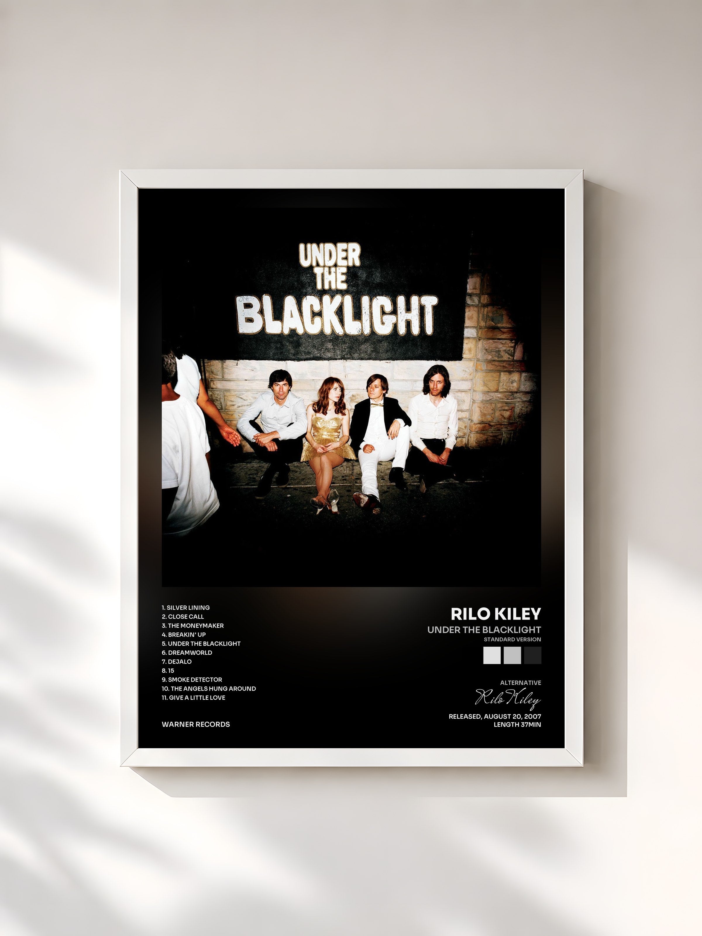 #blanc Tableau de l'album Under The Blacklight (Standard Version) de Rilo Kiley, cadre blanc, imprimé et encadré en France