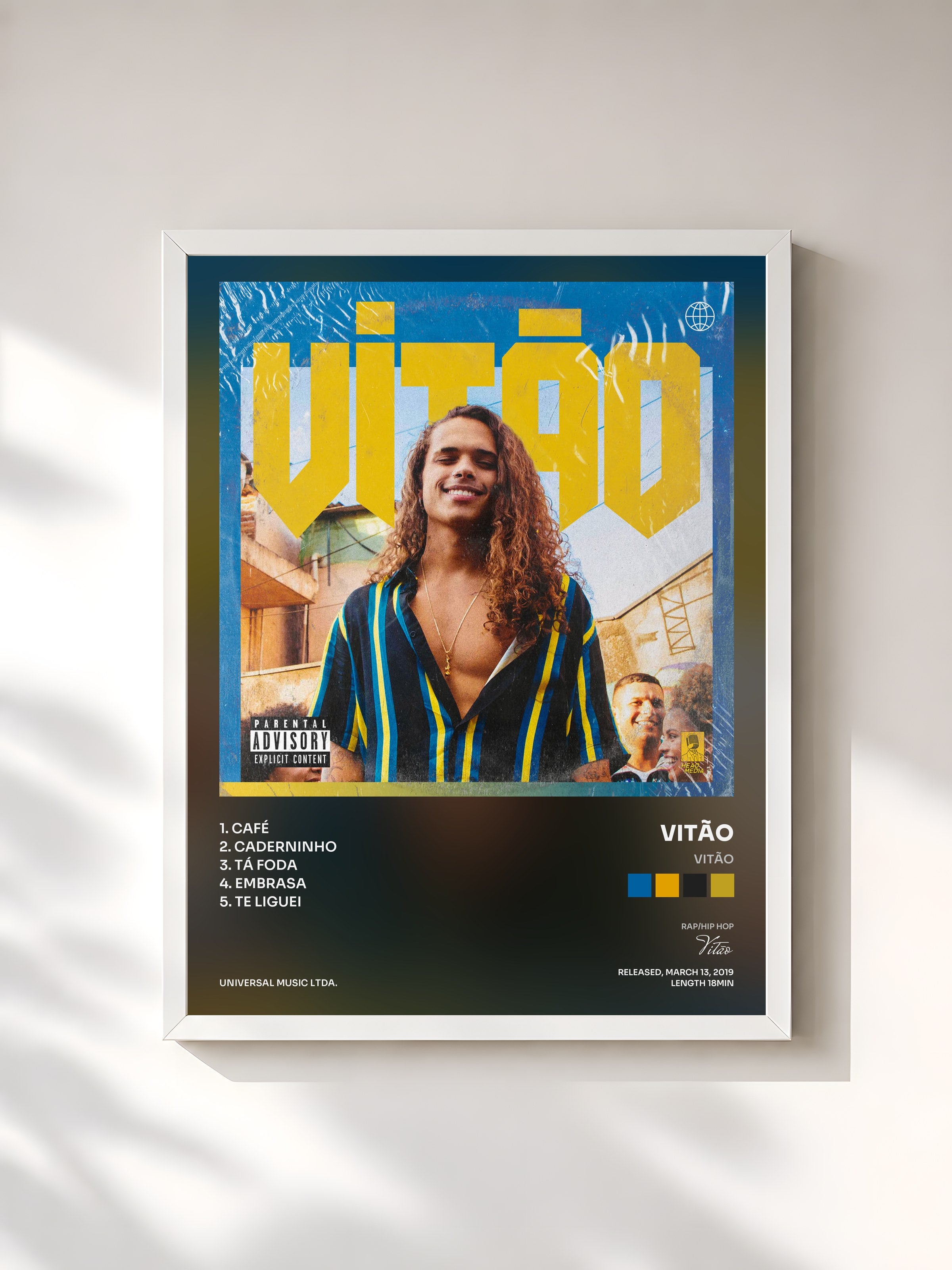 #blanc Tableau de l'album Vitão de Vitão, cadre blanc, imprimé et encadré en France