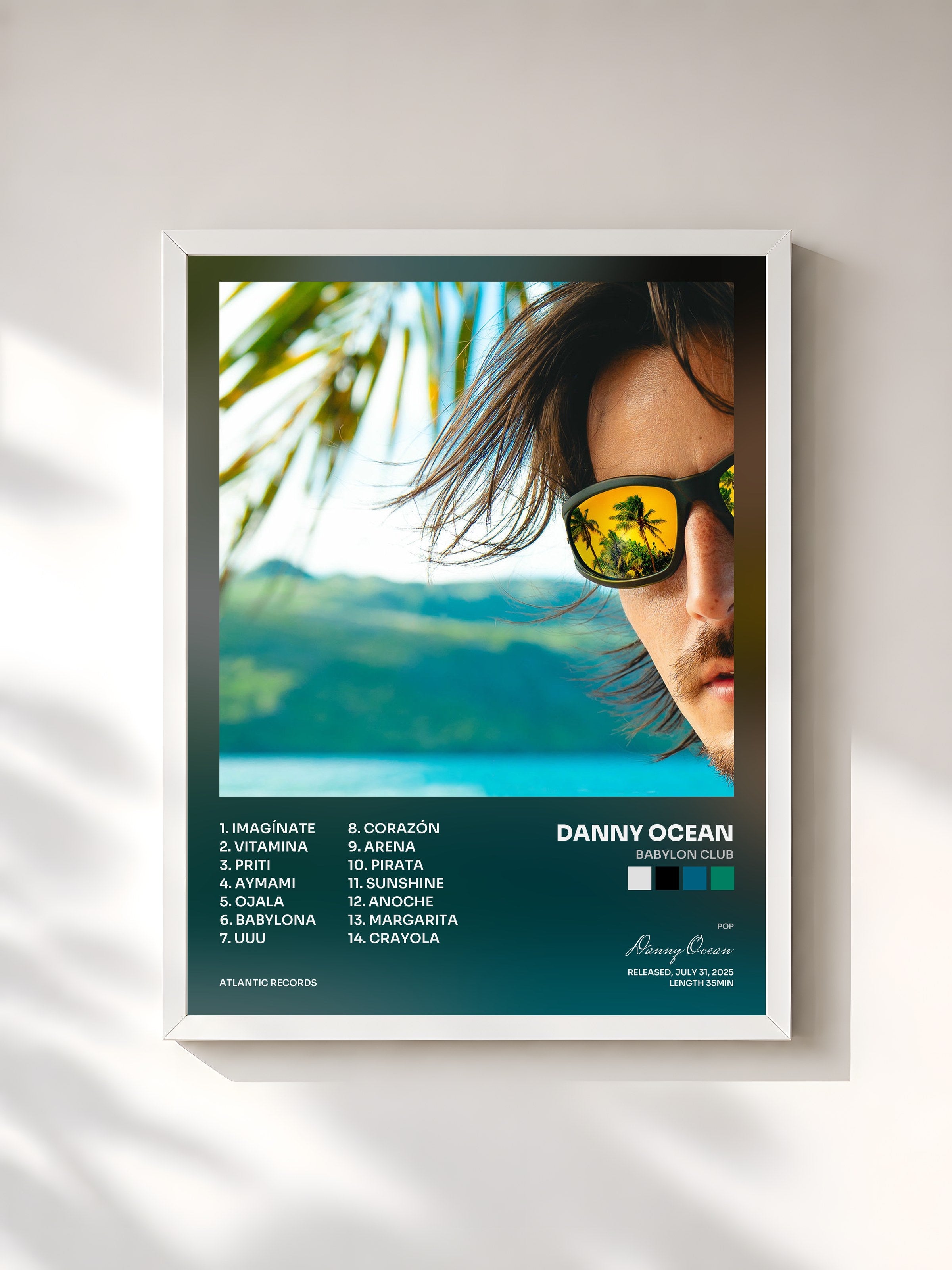 #blanc Tableau de l'album Babylon Club de Danny Ocean, cadre blanc, imprimé et encadré en France