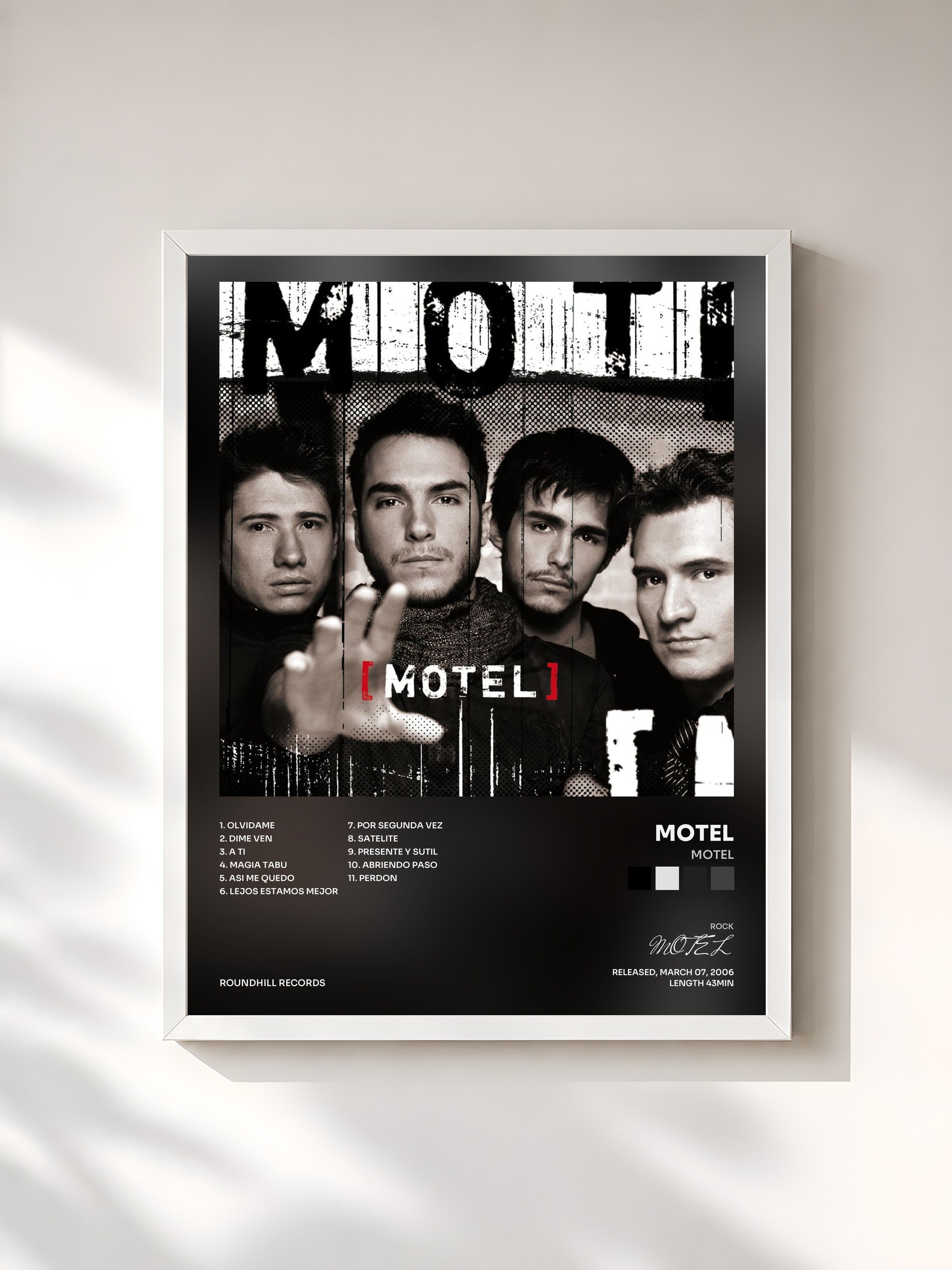 #blanc Tableau de l'album Motel de MOTEL, cadre blanc, imprimé et encadré en France