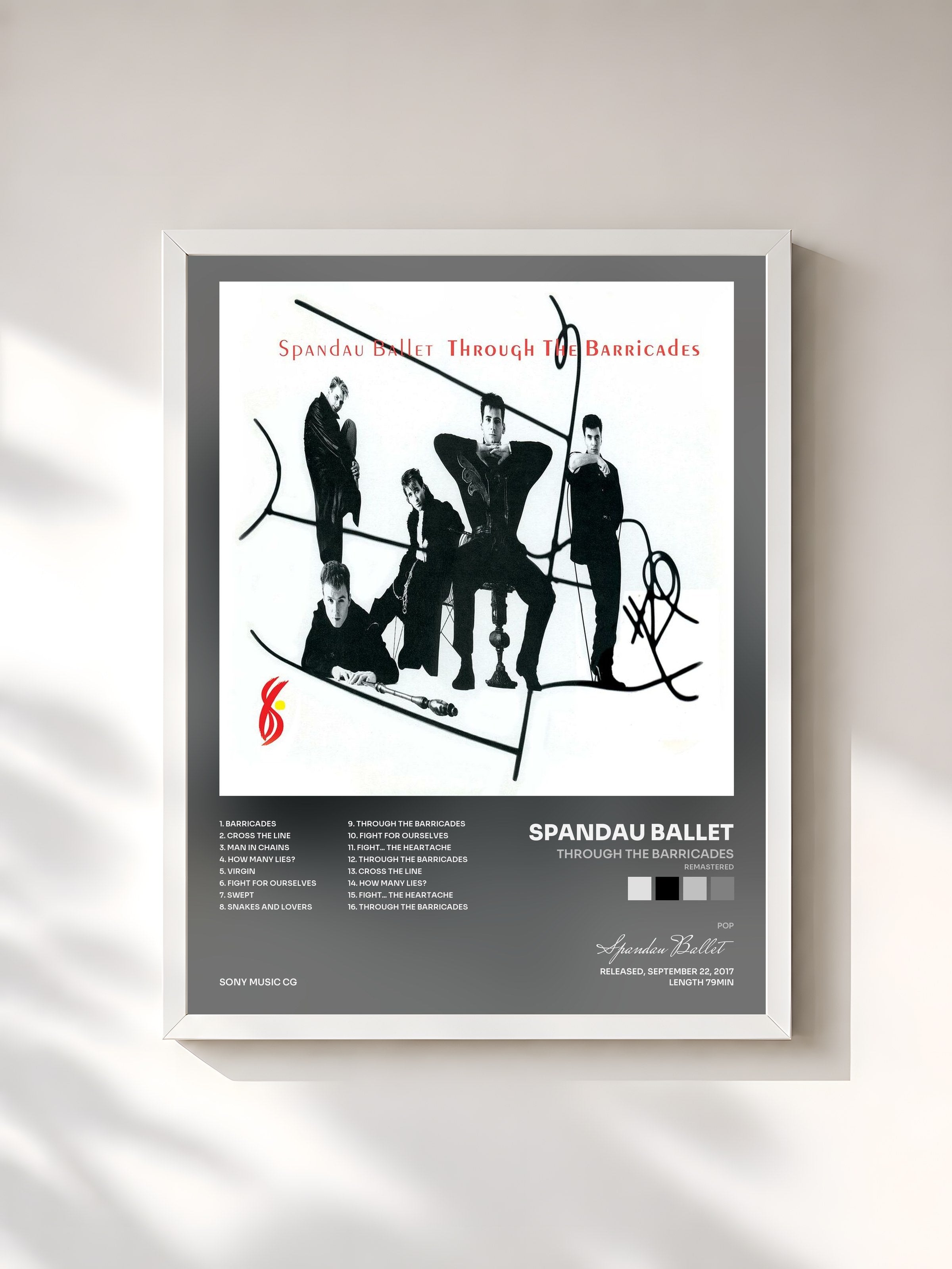 #blanc Tableau de l'album Through the Barricades (Remastered) de Spandau Ballet, cadre blanc, imprimé et encadré en France