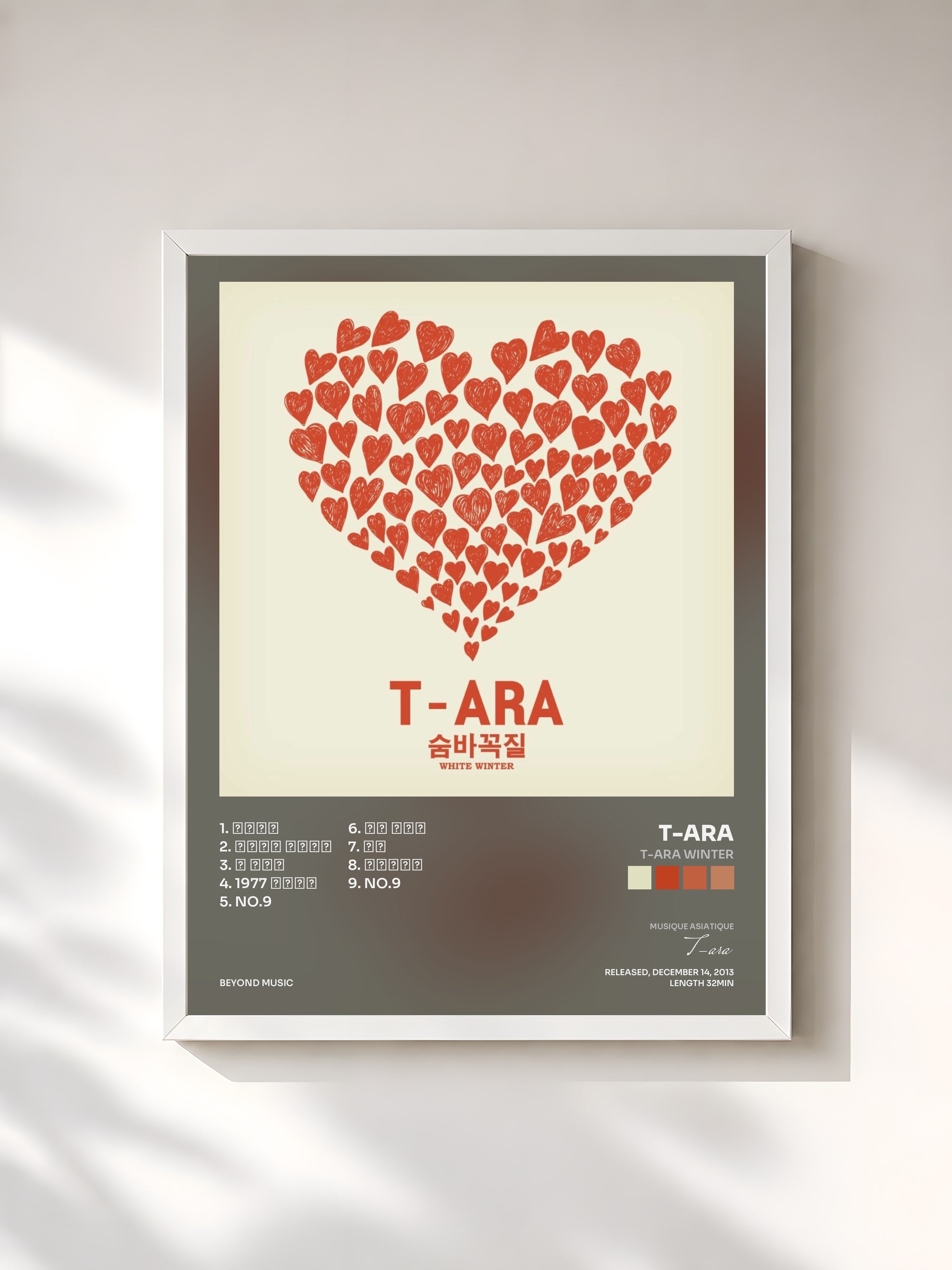 #blanc Tableau de l'album T-ara Winter de T-ara, cadre blanc, imprimé et encadré en France