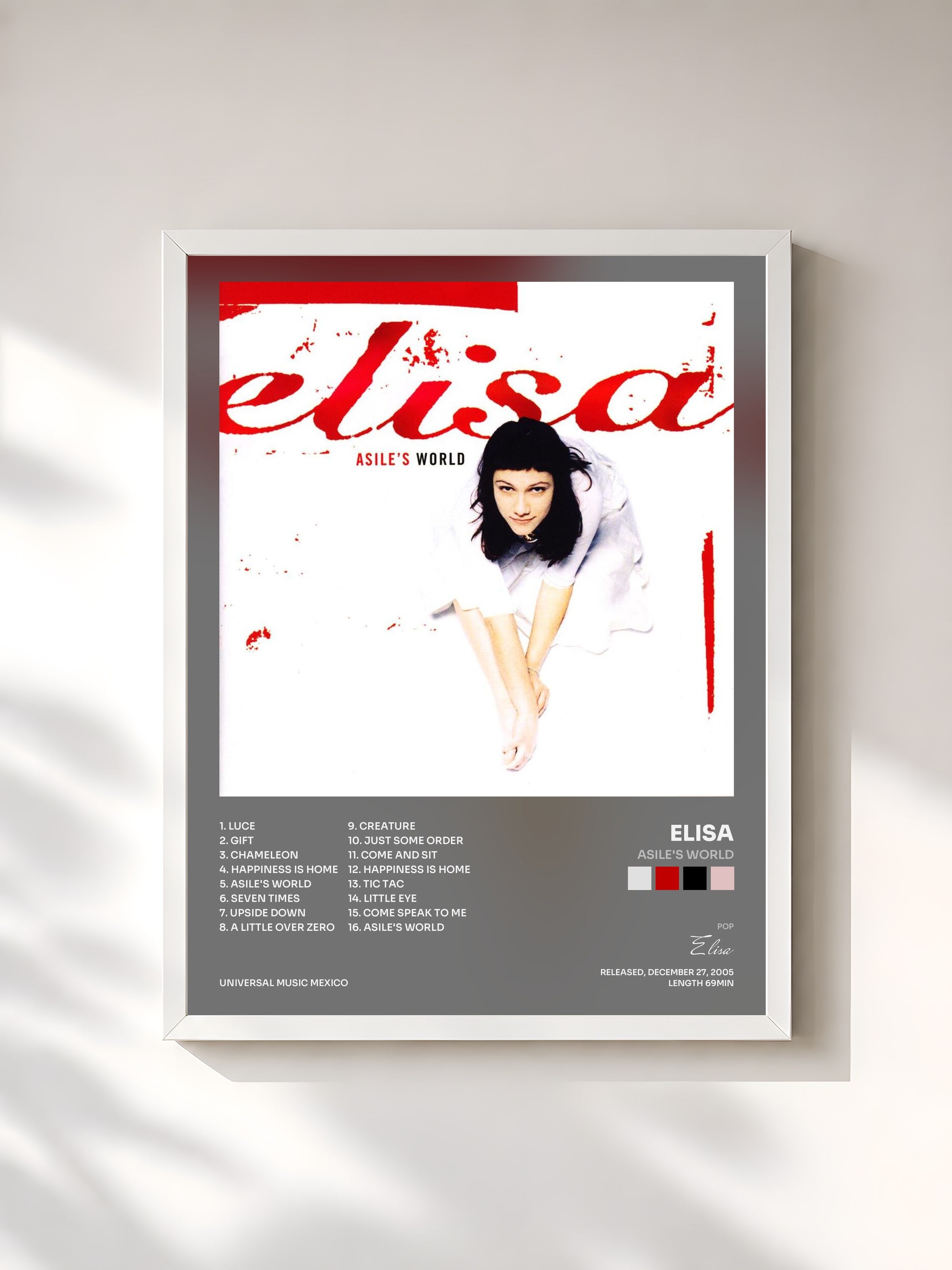 #blanc Tableau de l'album Asile's World de Elisa, cadre blanc, imprimé et encadré en France