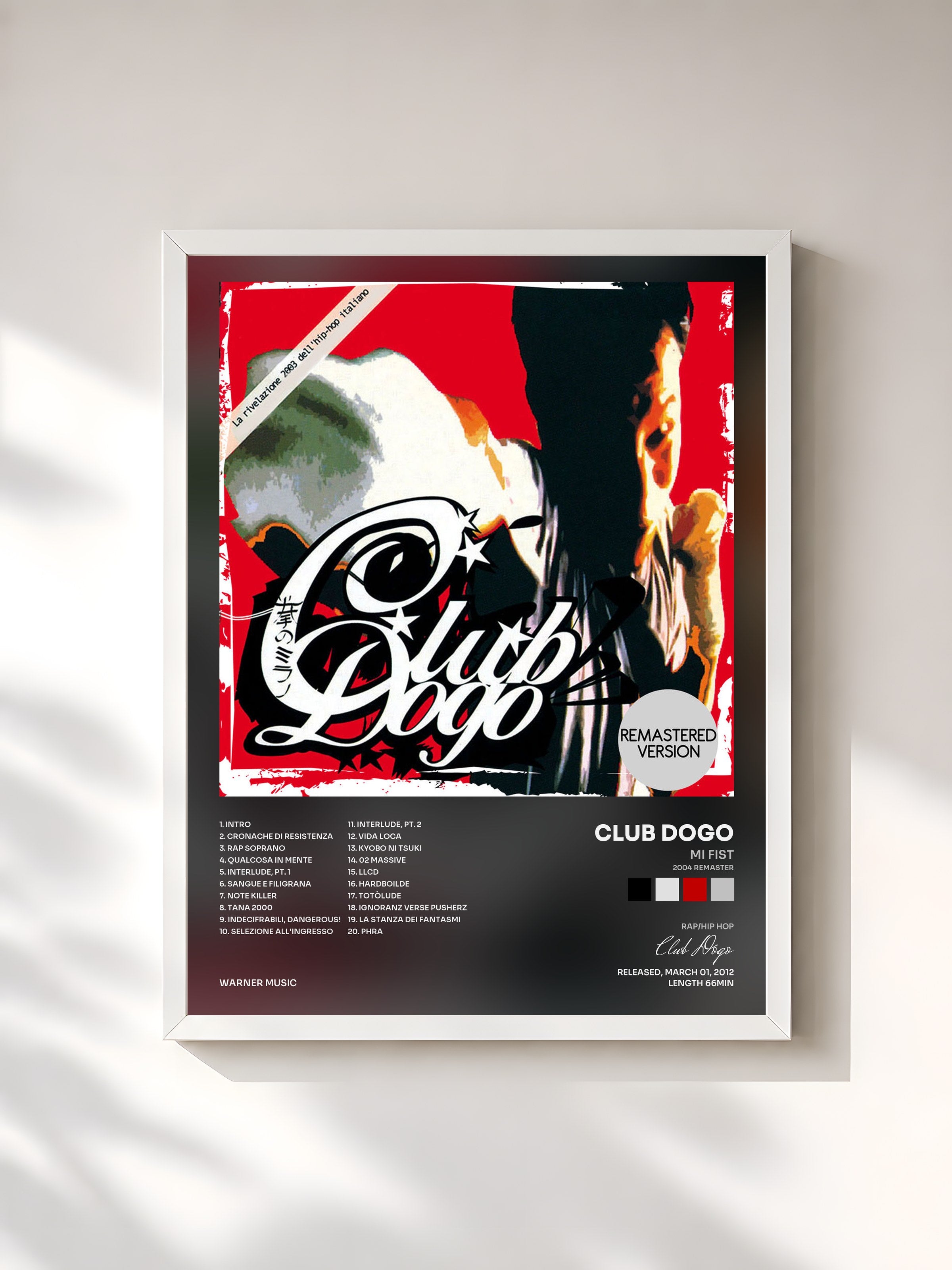 #blanc Tableau de l'album MI Fist (2004 Remaster) de Club Dogo, cadre blanc, imprimé et encadré en France