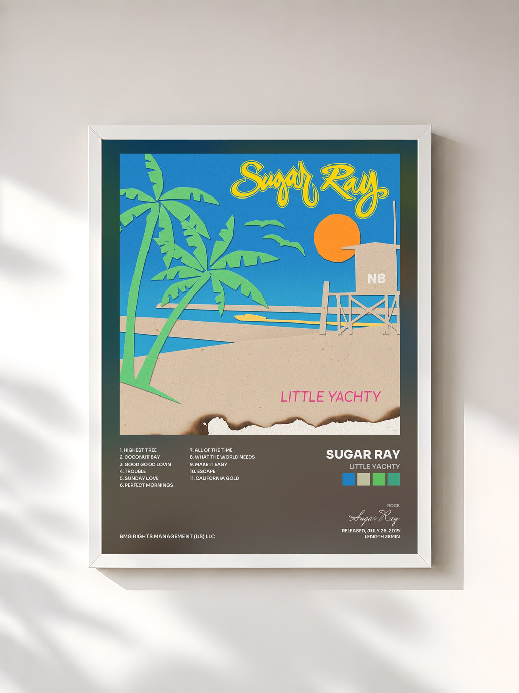 #blanc Tableau de l'album Little Yachty de Sugar Ray, cadre blanc, imprimé et encadré en France
