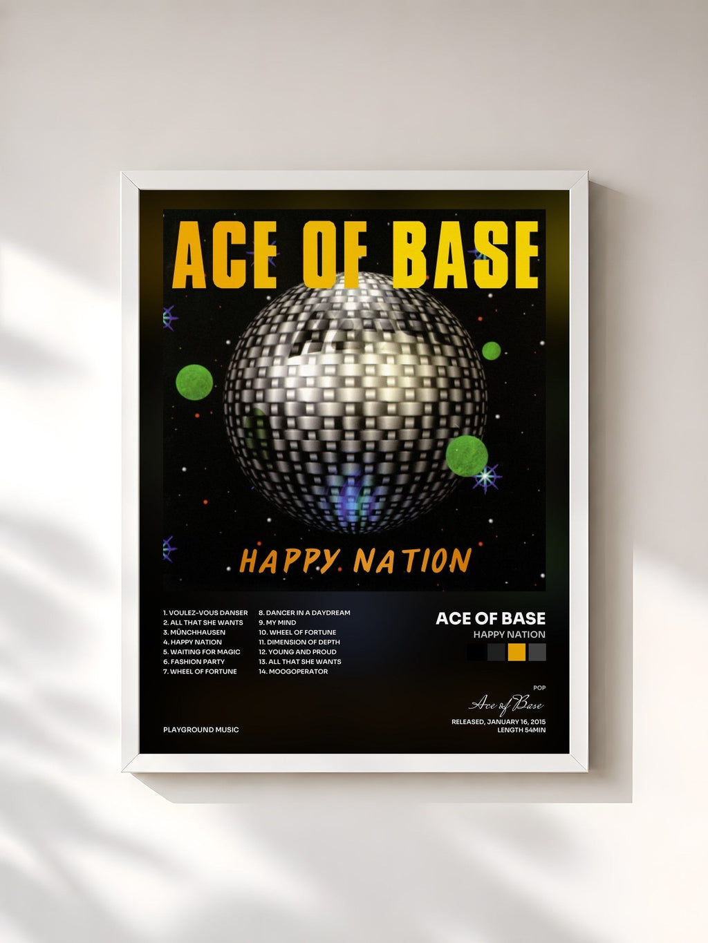 #blanc Happy Nation von Ace of Base als gerahmter Kunstdruck, weißer Rahmen, gedruckt und gerahmt in Frankreich