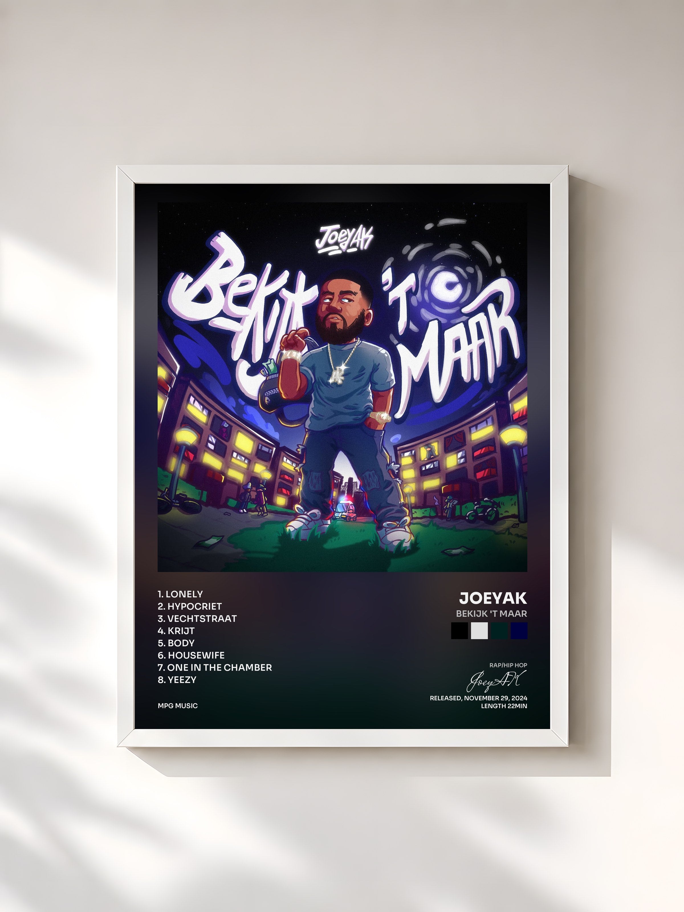 #blanc Tableau de l'album Bekijk 't Maar de JoeyAK, cadre blanc, imprimé et encadré en France