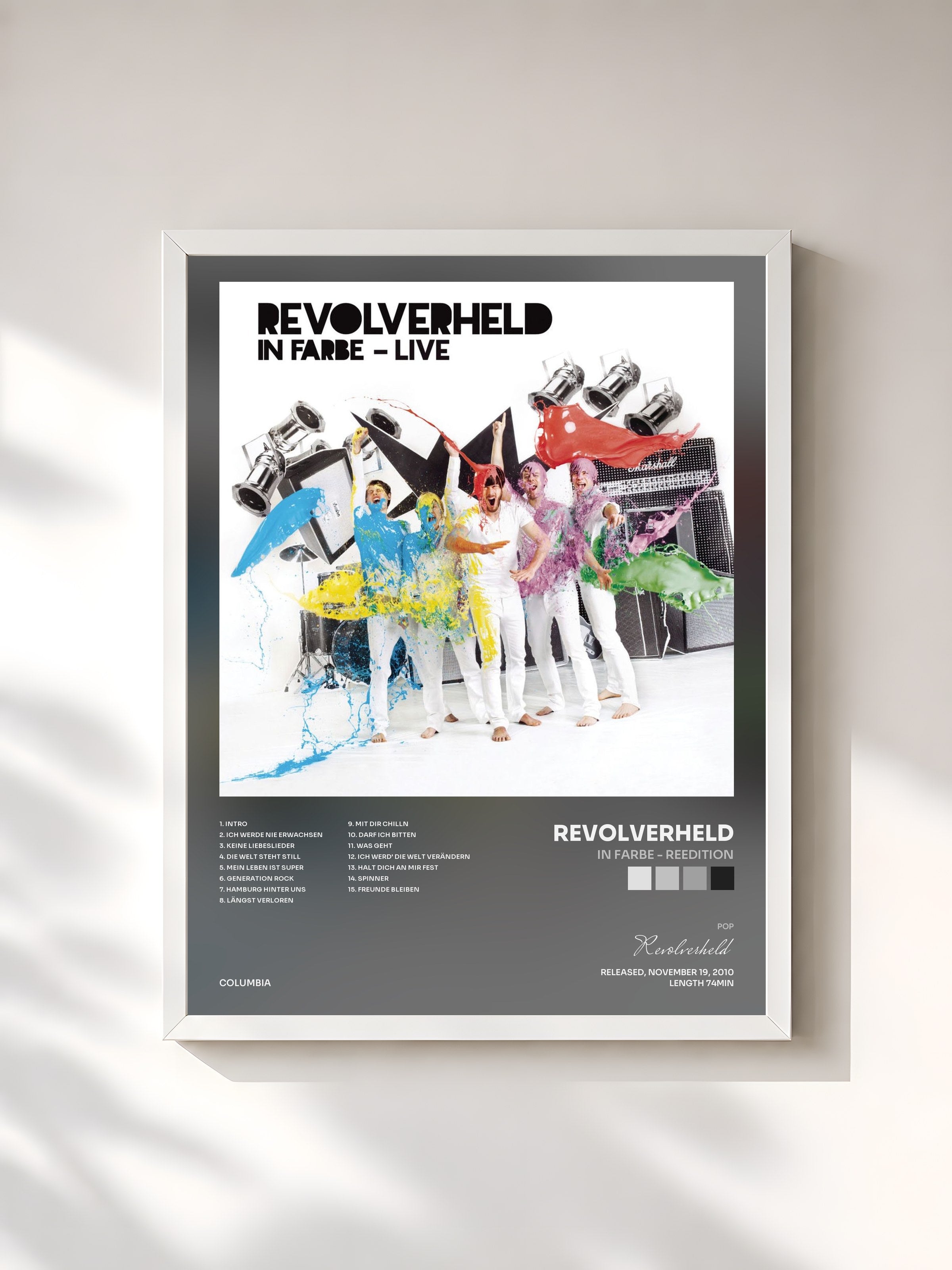 #blanc Tableau de l'album In Farbe - ReEdition de Revolverheld, cadre blanc, imprimé et encadré en France